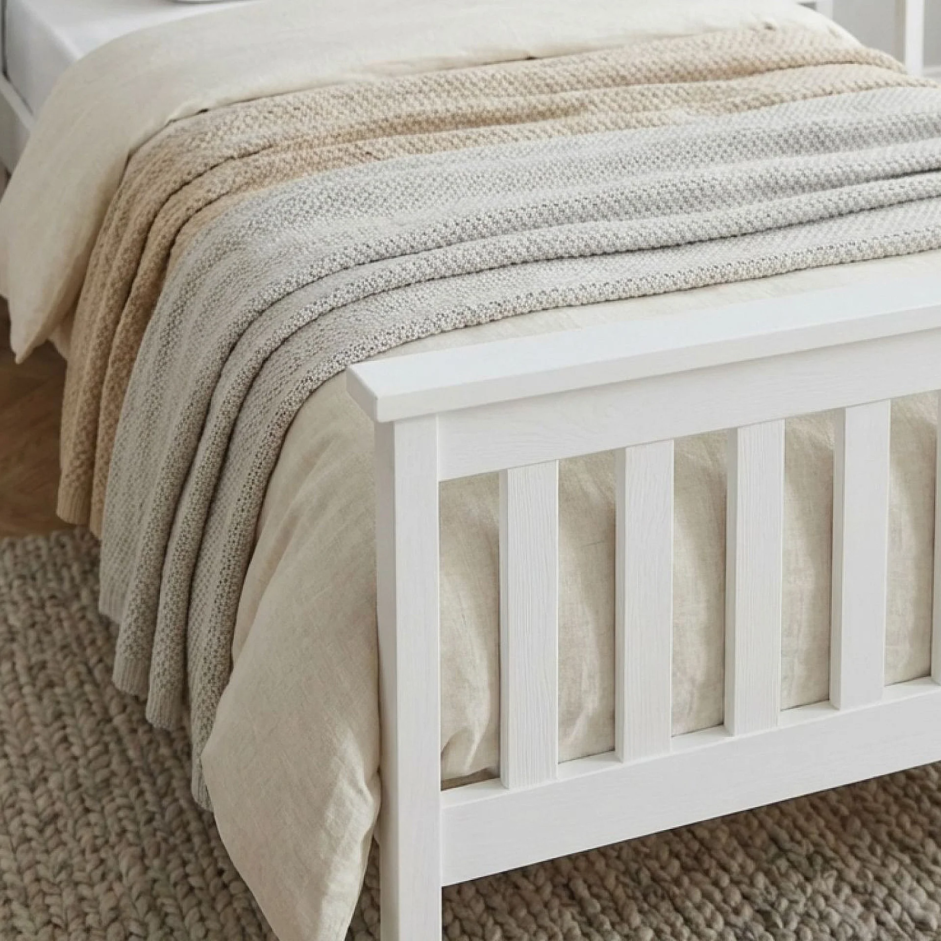Andes King Single Wooden Bed Frame - White - Image 6