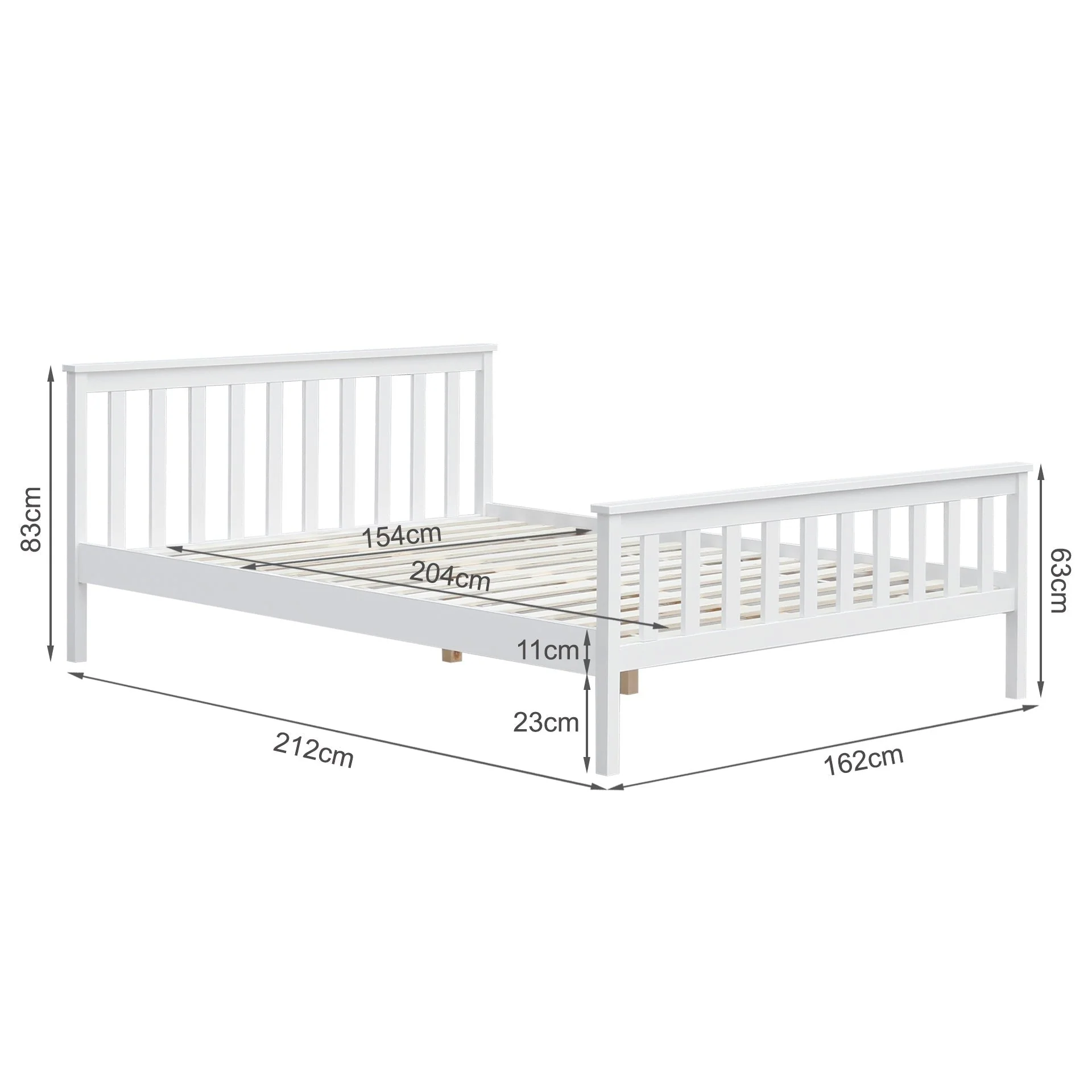 Andes Queen Wooden Bed Frame - White - Image 11