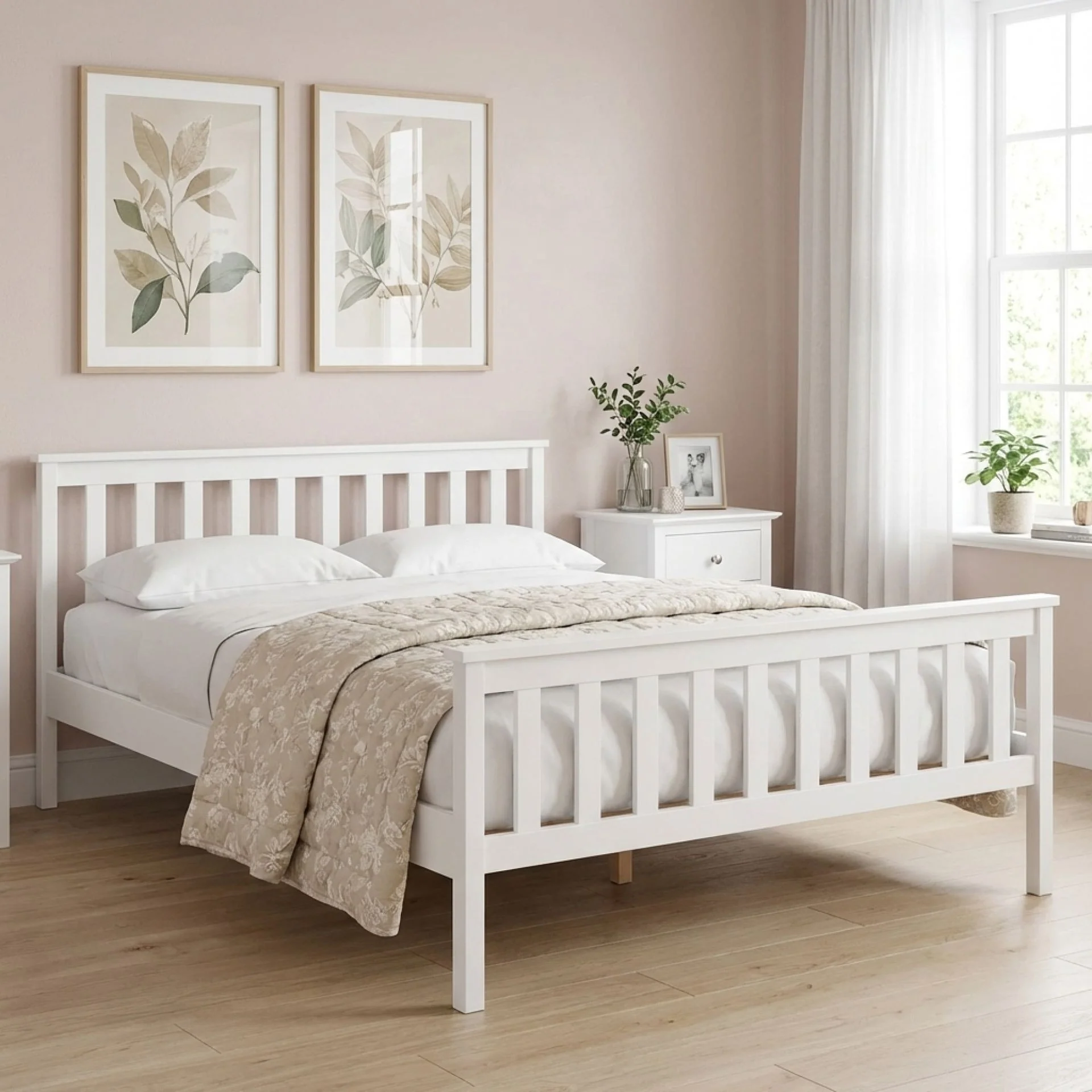 Andes Queen Wooden Bed Frame - White - Image 3