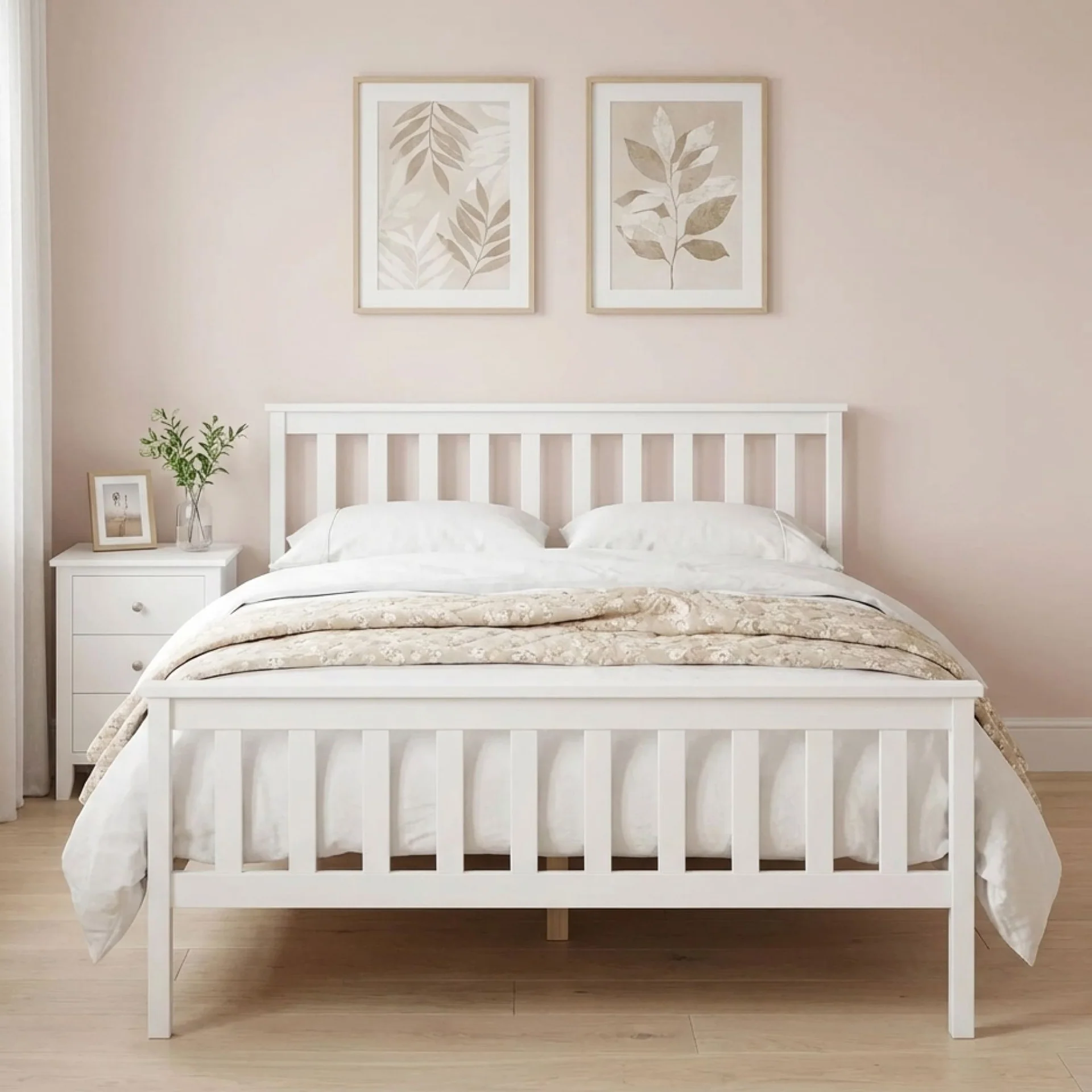 Andes Queen Wooden Bed Frame - White - Image 4
