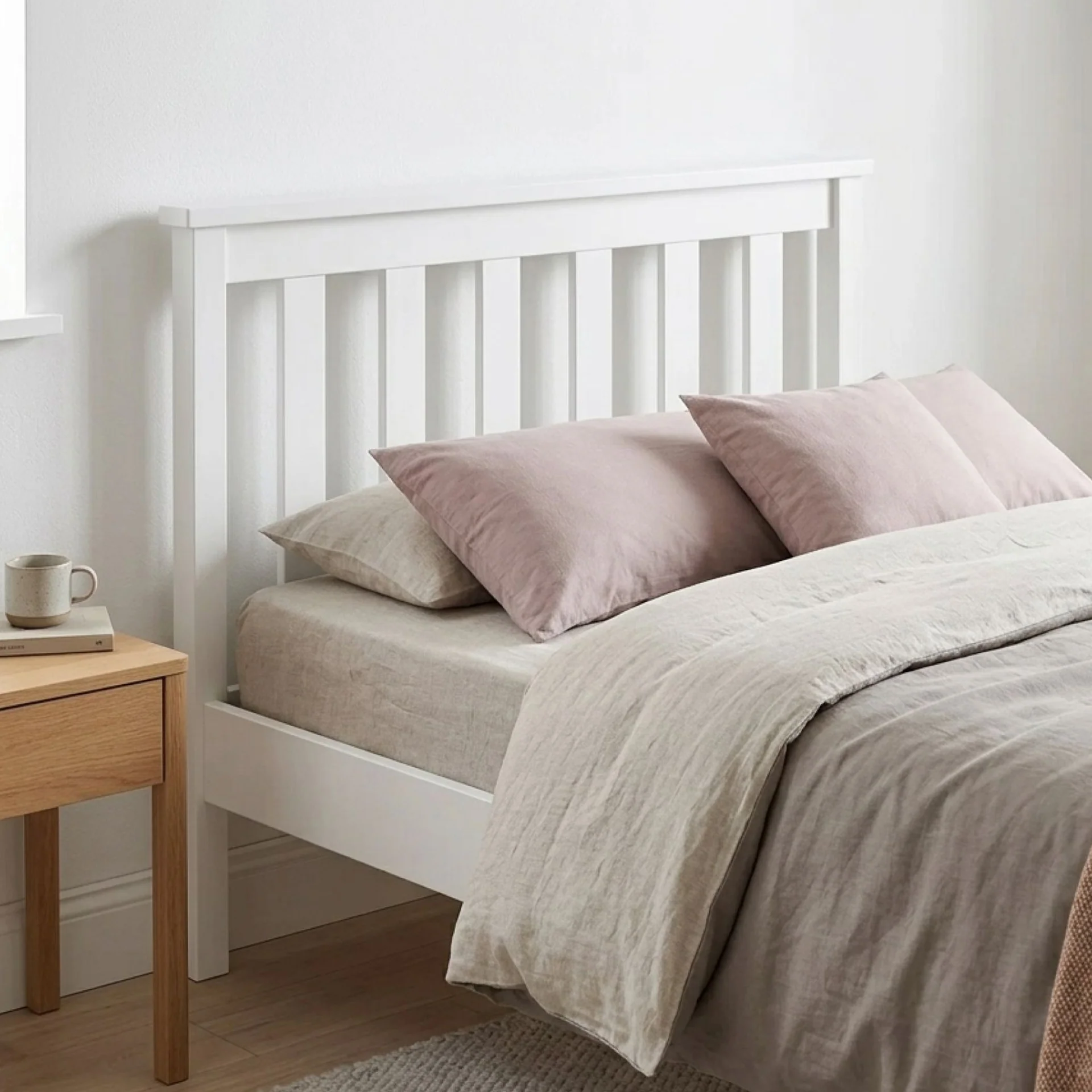 Andes Single Wooden Bed Frame - White - Image 6