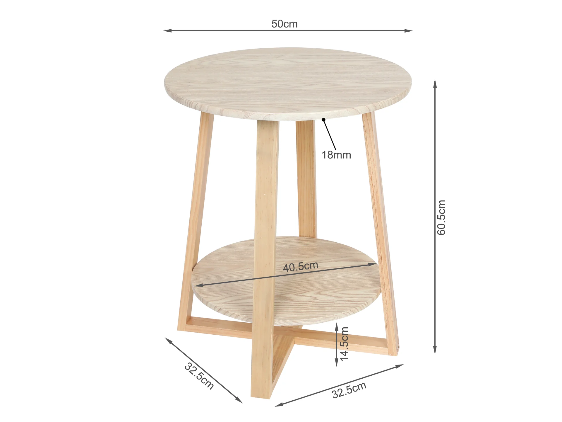 Andile Round Coffee Table Side Table - Oak - Image 7