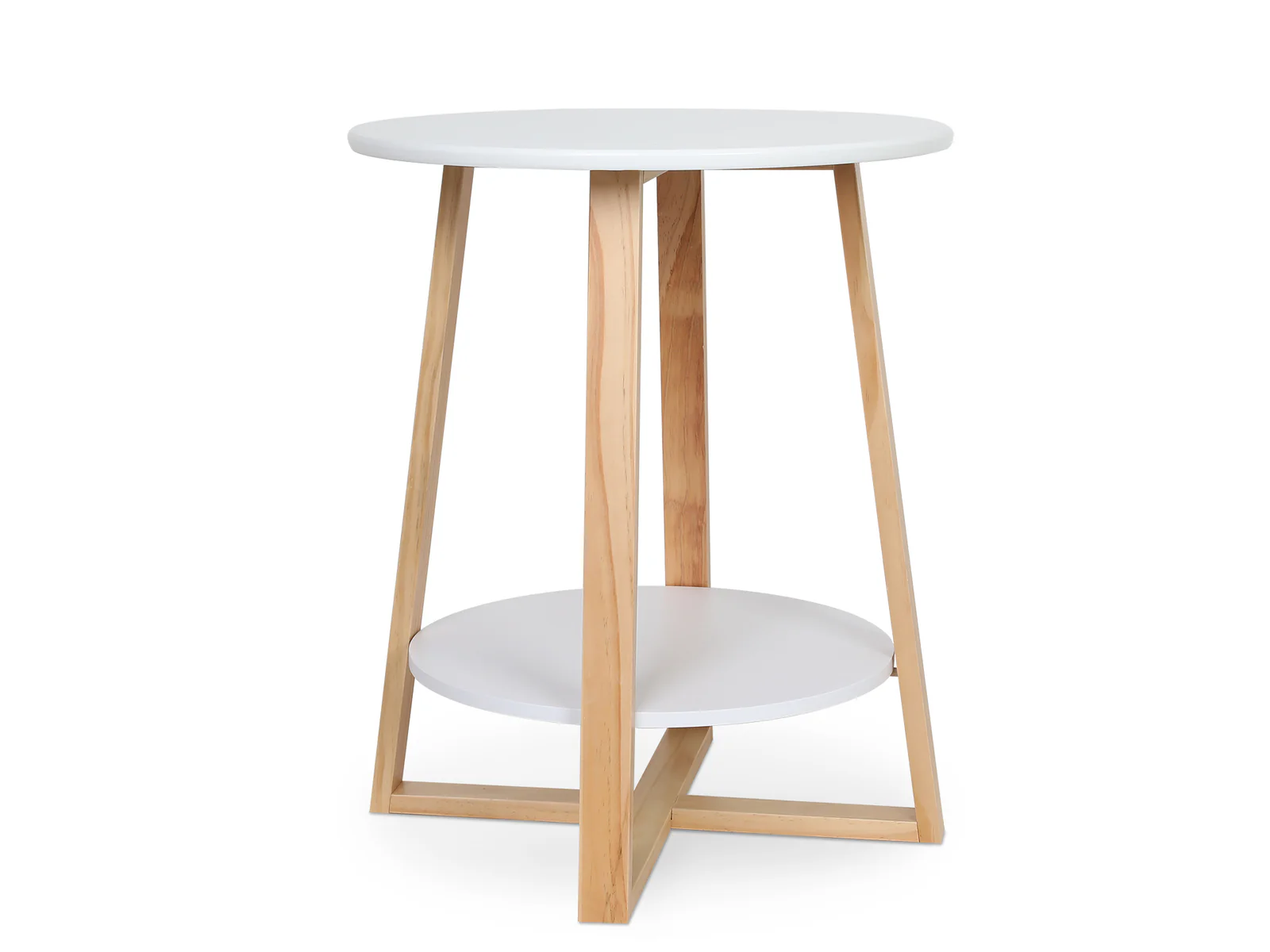 Andile Round Coffee Table Side Table - White + Oak - Image 4