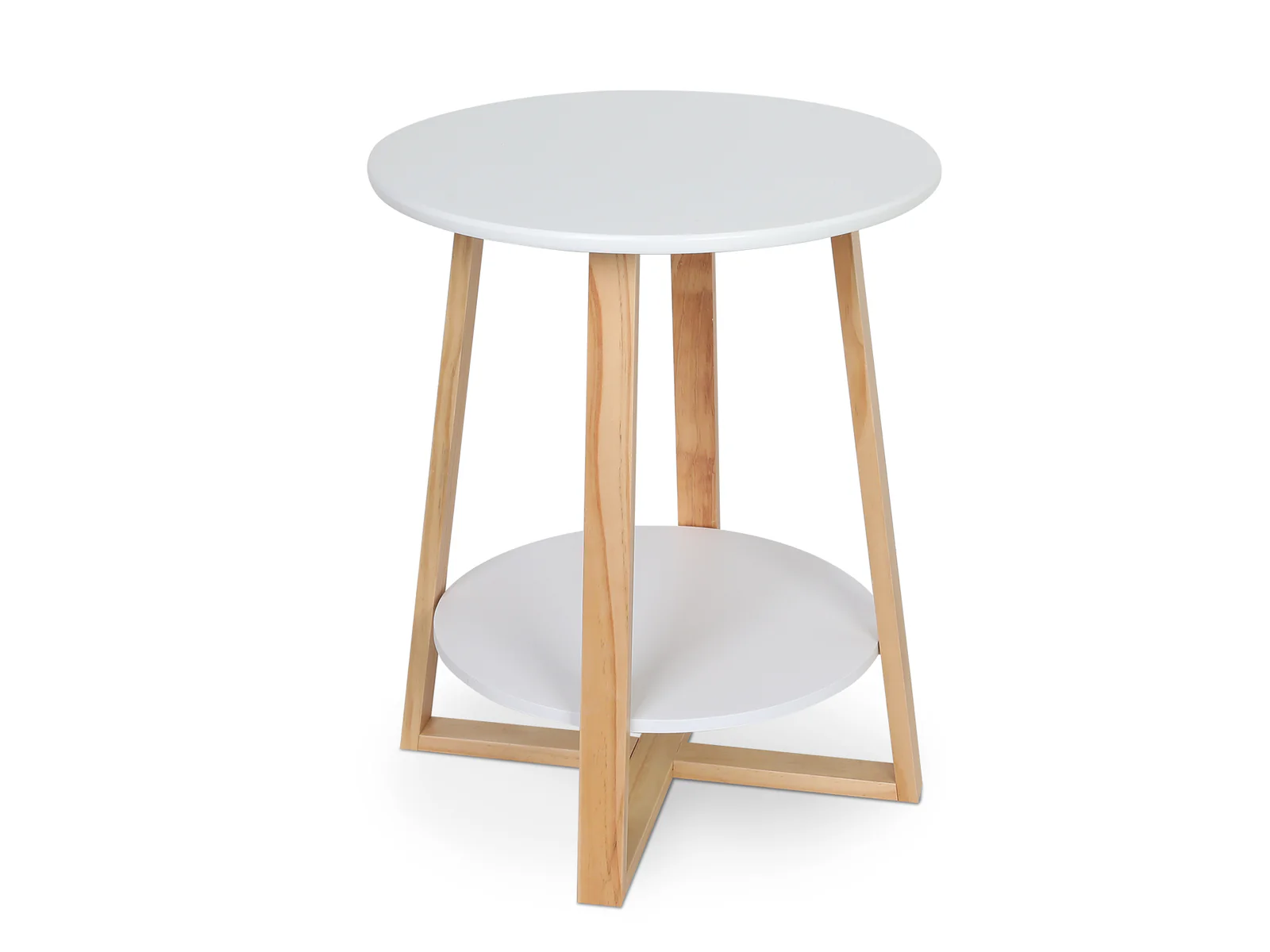 Andile Round Coffee Table Side Table - White + Oak - Image 5
