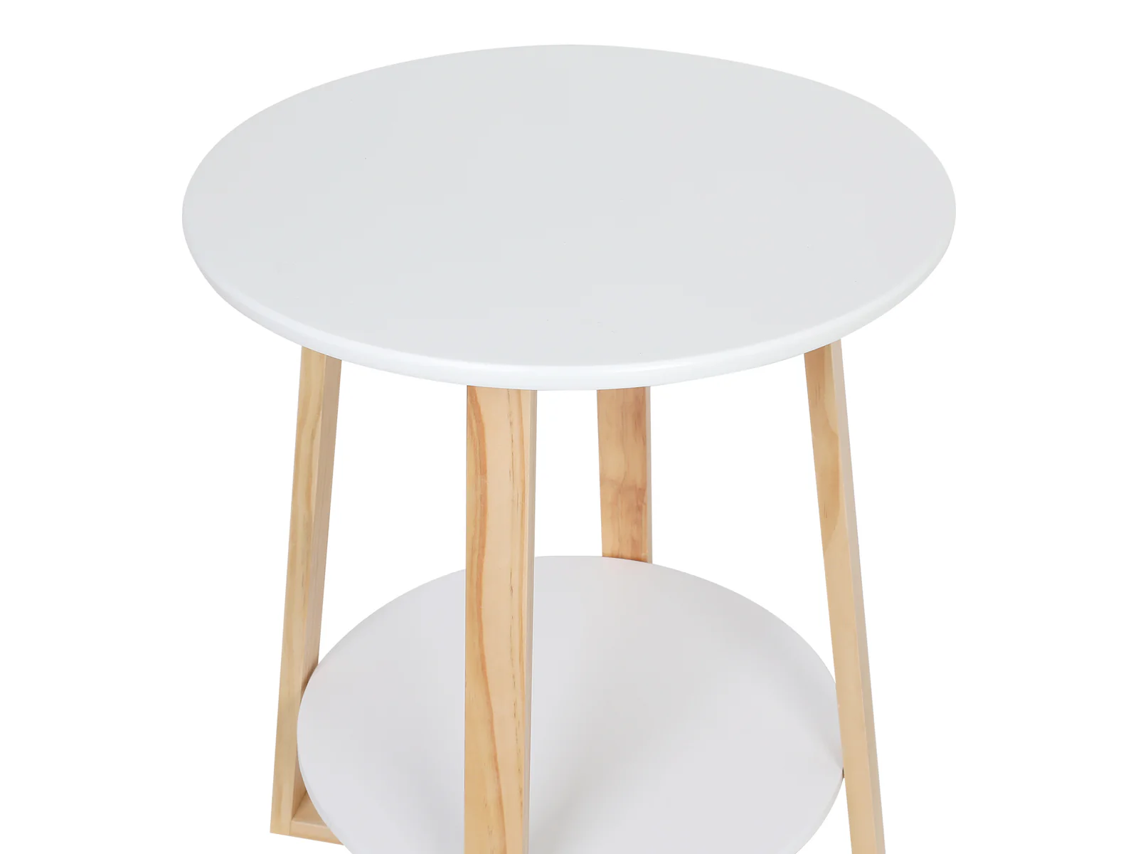 Andile Round Coffee Table Side Table - White + Oak - Image 7