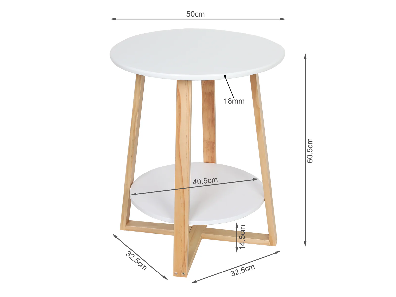 Andile Round Coffee Table Side Table - White + Oak - Image 8