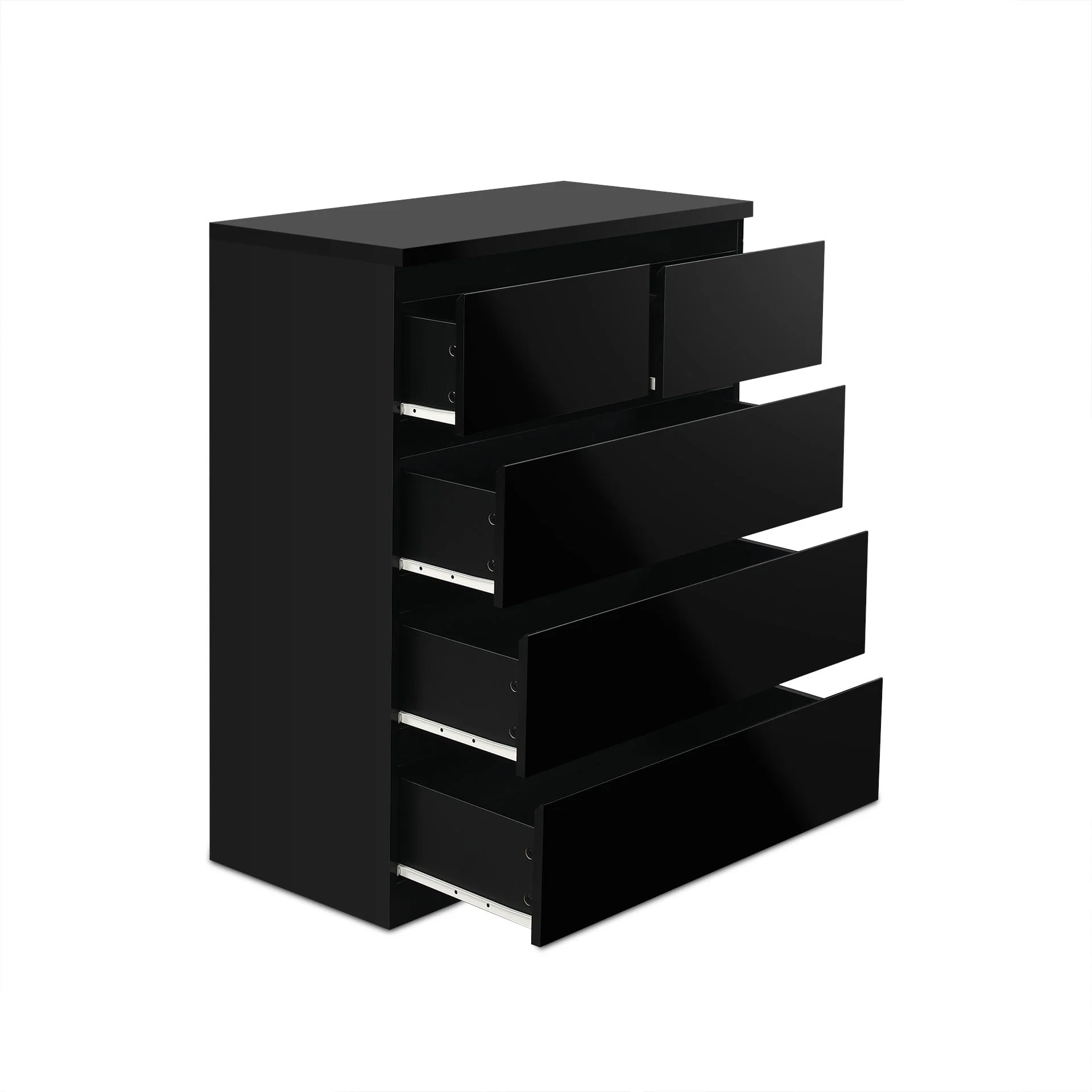 Angeles High Gloss 5 Drawer Tallboy - Black - Image 10