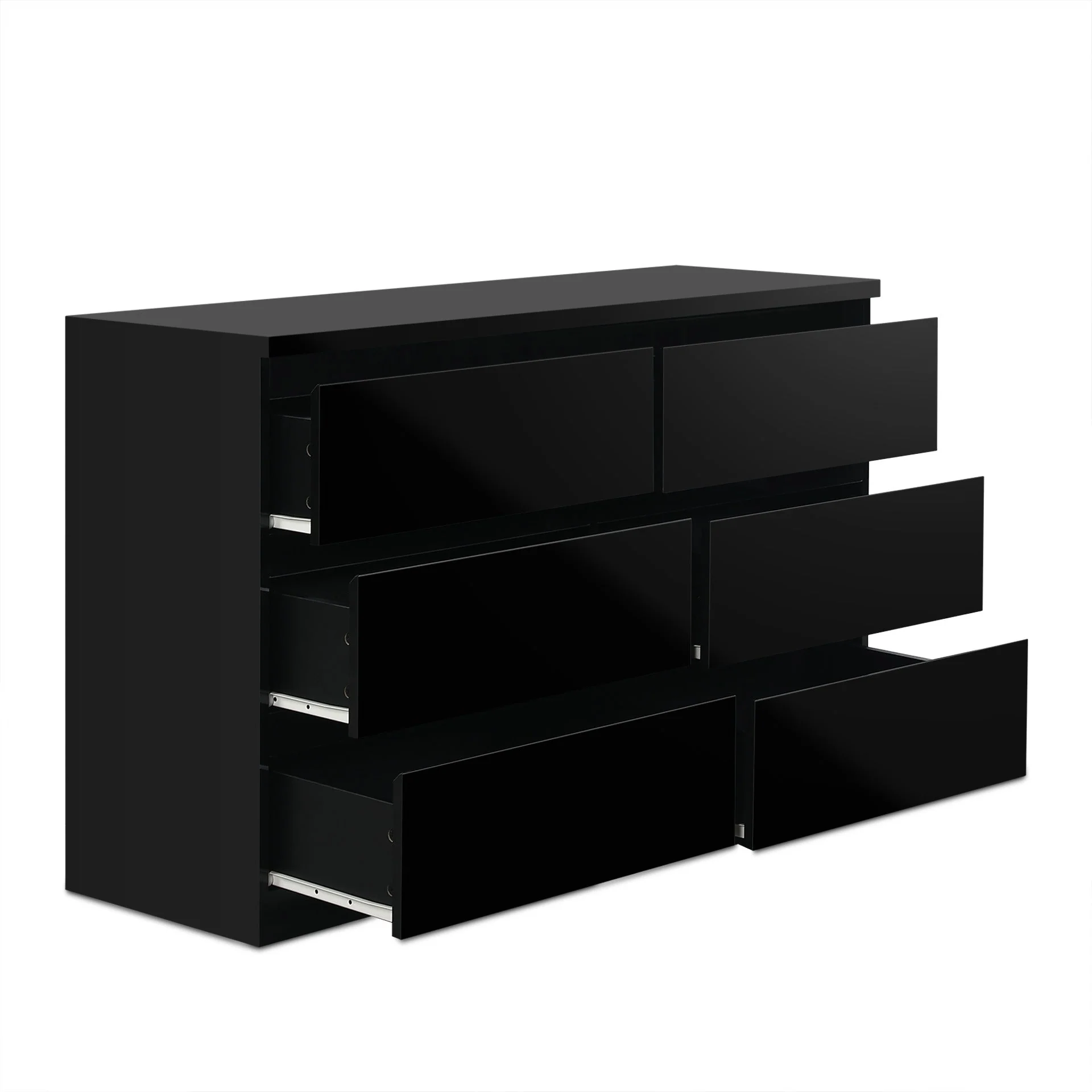 Angeles High Gloss 6 Drawer Lowboy - Black - Image 10