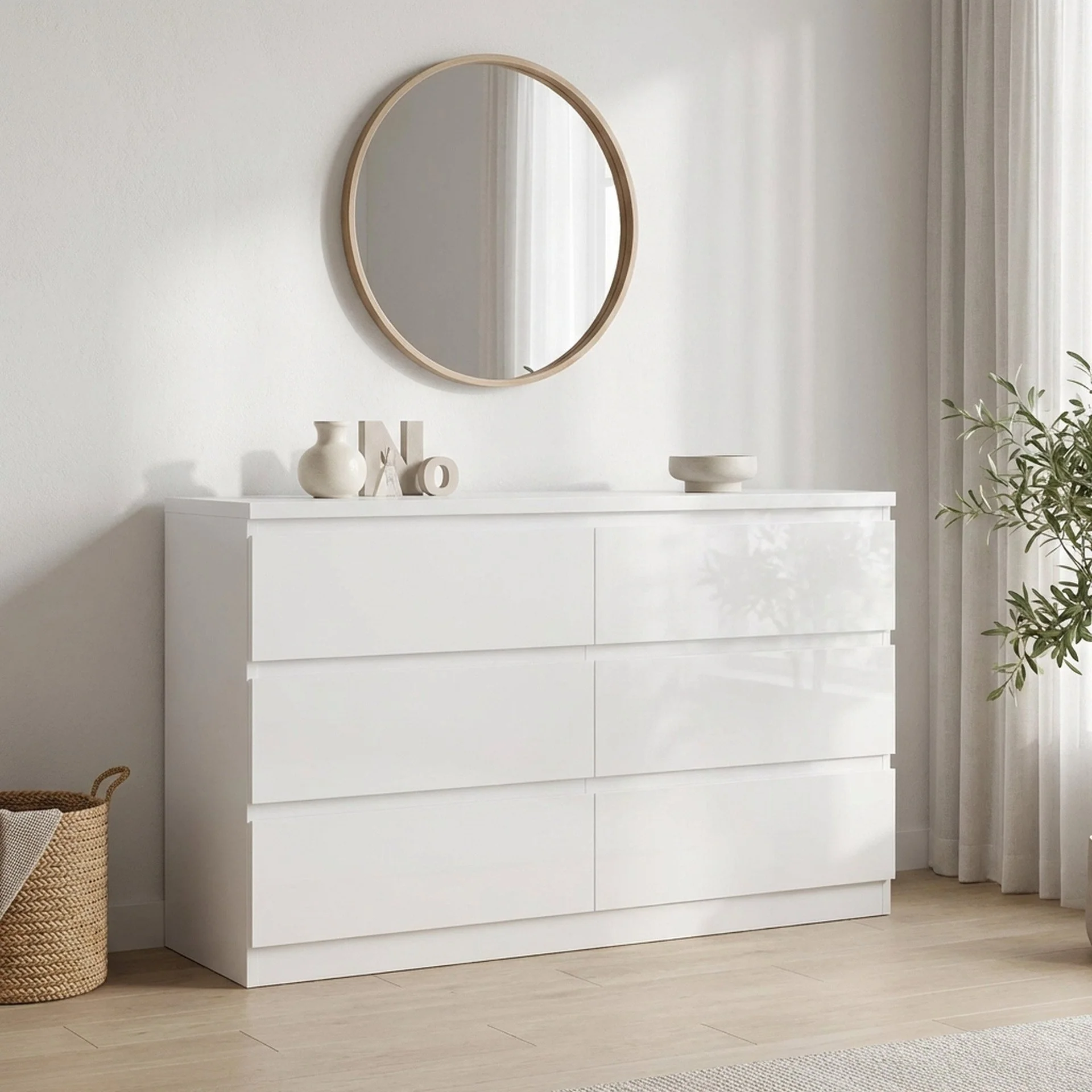 Angeles High Gloss 6 Drawer Lowboy - White - Image 6