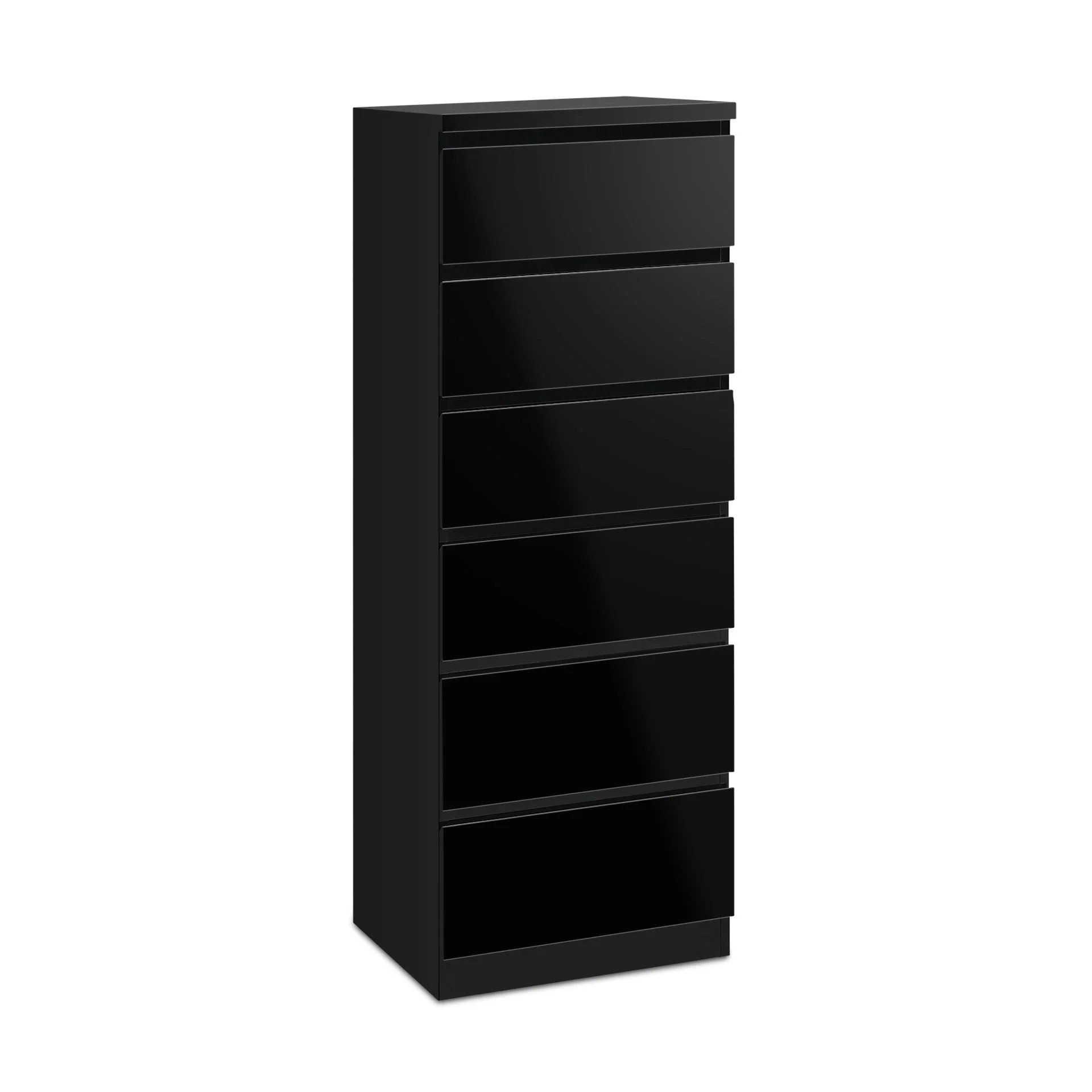 Angeles High Gloss 6 Drawer Slim Tallboy - Black - Image 7