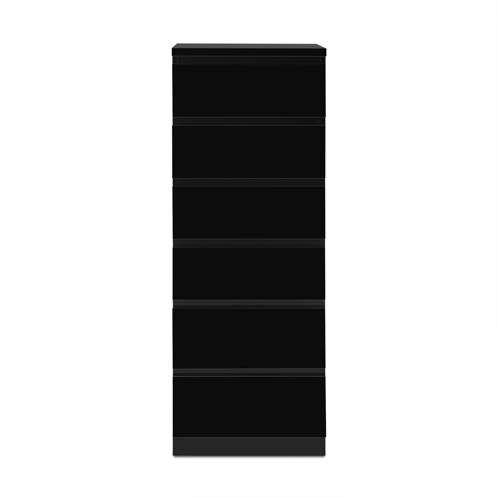 Angeles High Gloss 6 Drawer Slim Tallboy - Black - Image 8