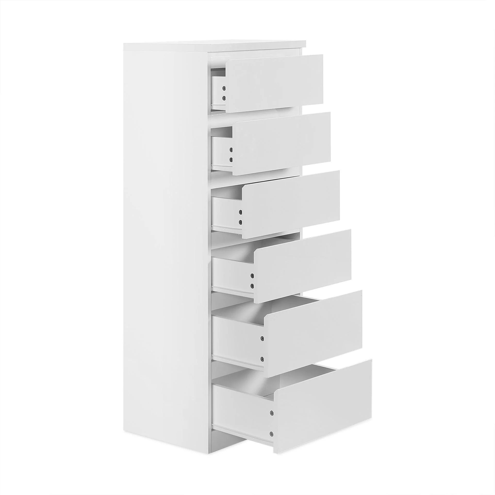 Angeles High Gloss 6 Drawer Slim Tallboy - White - Image 10