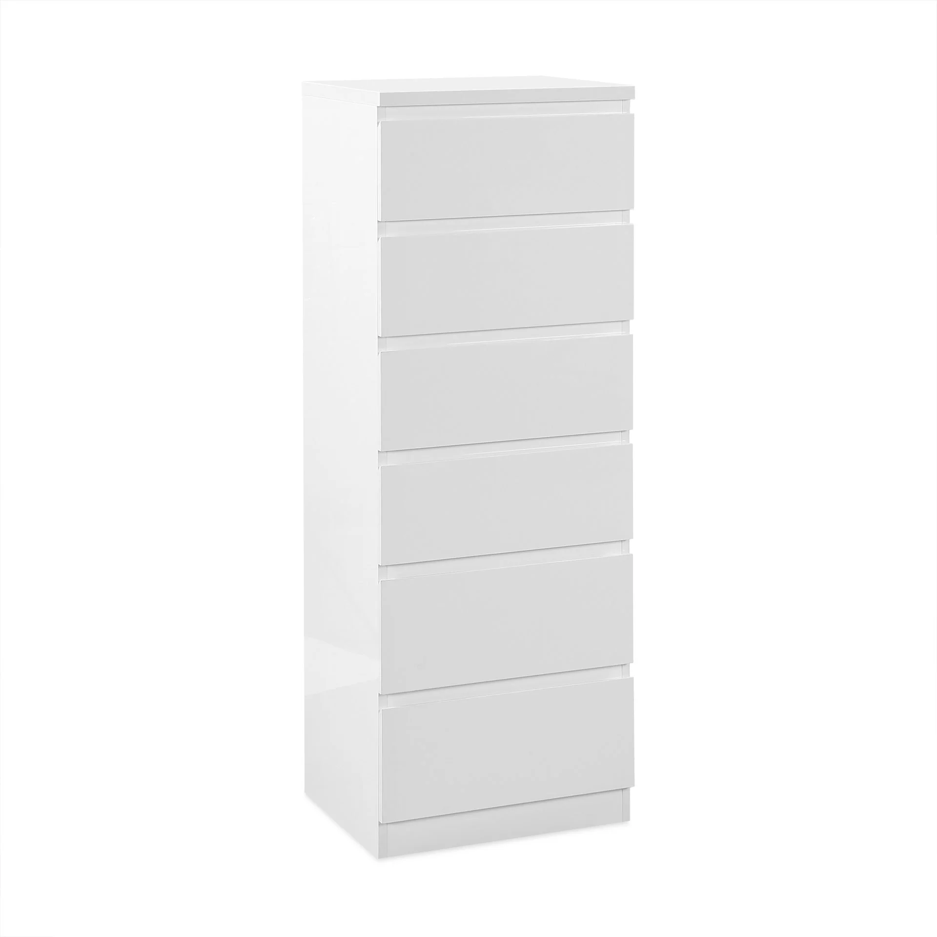 Angeles High Gloss 6 Drawer Slim Tallboy - White - Image 8
