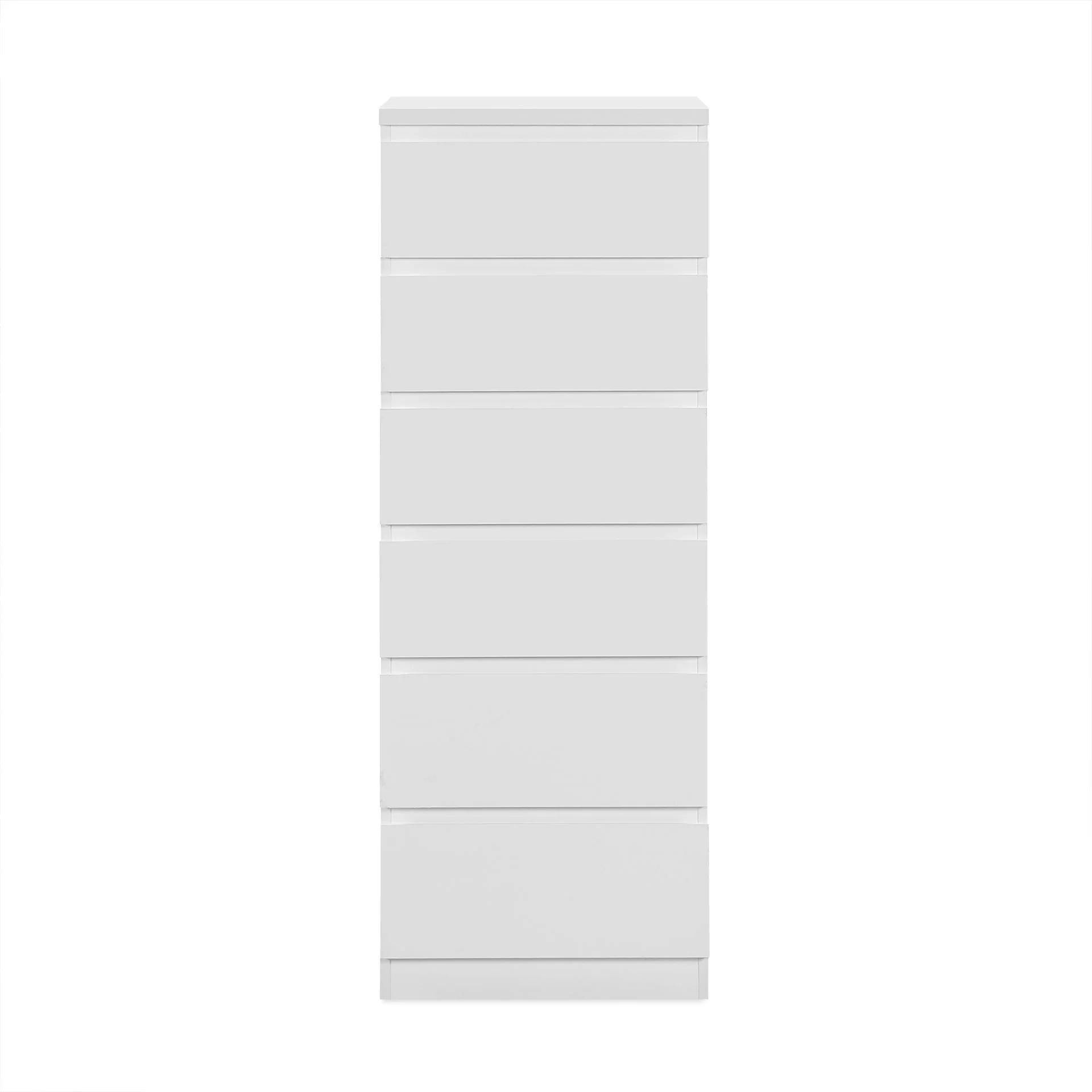 Angeles High Gloss 6 Drawer Slim Tallboy - White - Image 9