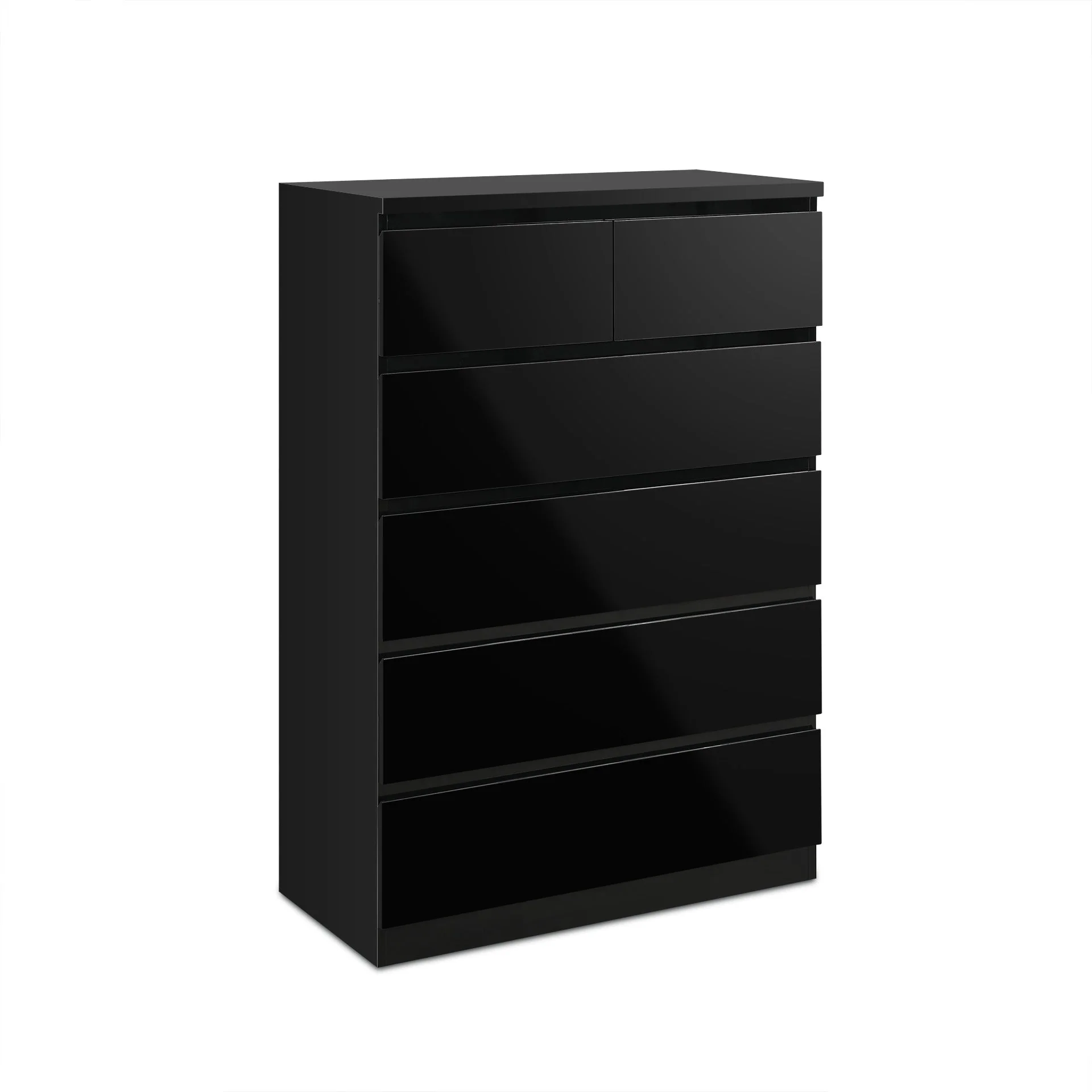 Angeles High Gloss 6 Drawer Tallboy - Black - Image 7