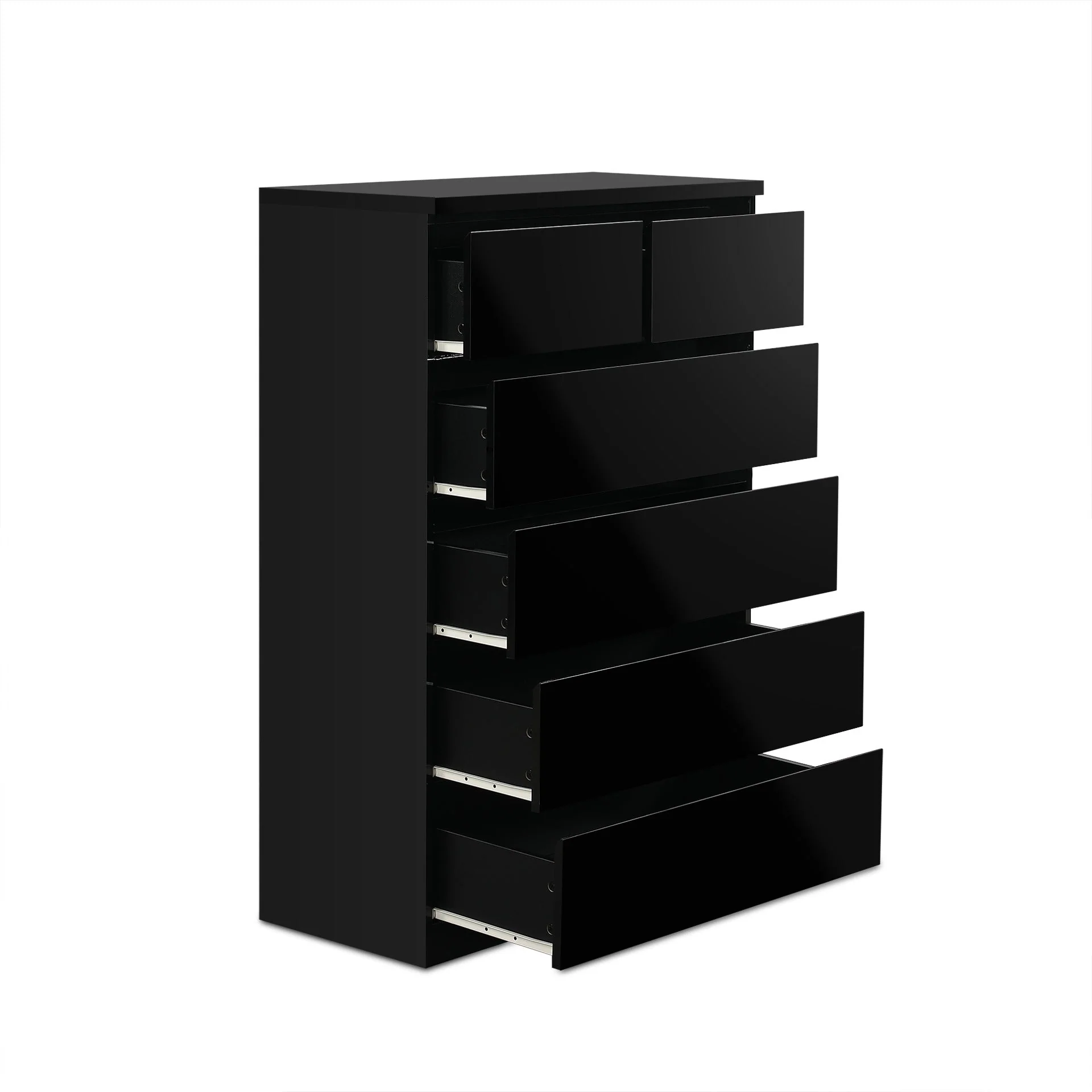 Angeles High Gloss 6 Drawer Tallboy - Black - Image 9