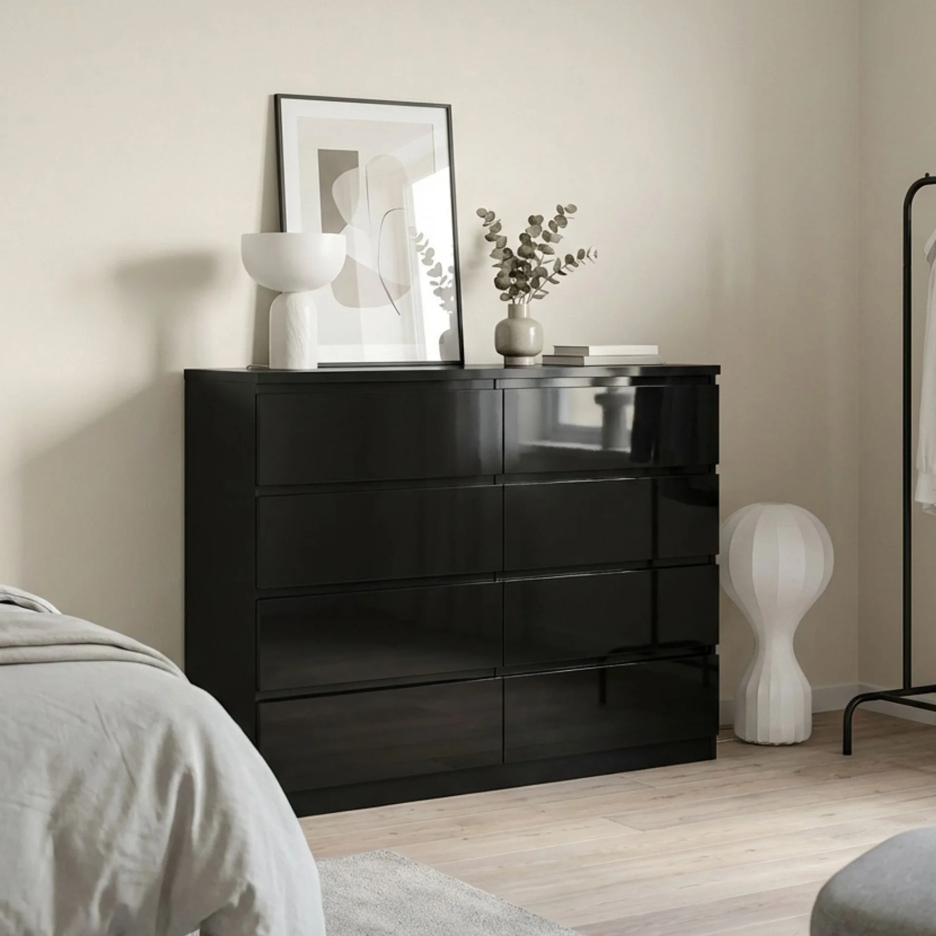 Angeles High Gloss 8 Drawer Lowboy - Black - Image 3