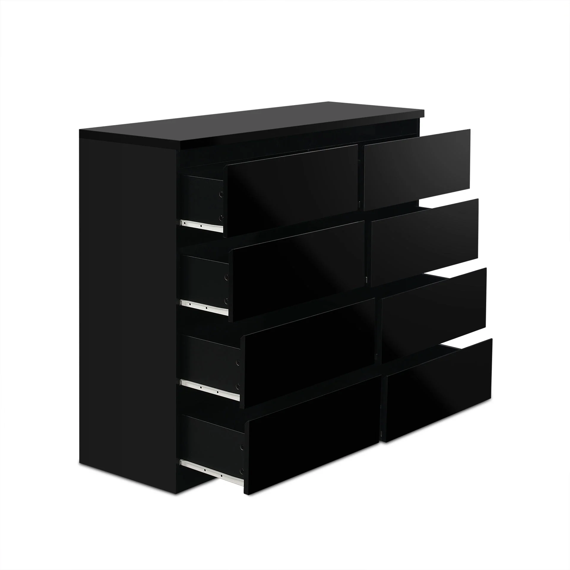 Angeles High Gloss 8 Drawer Lowboy - Black - Image 8