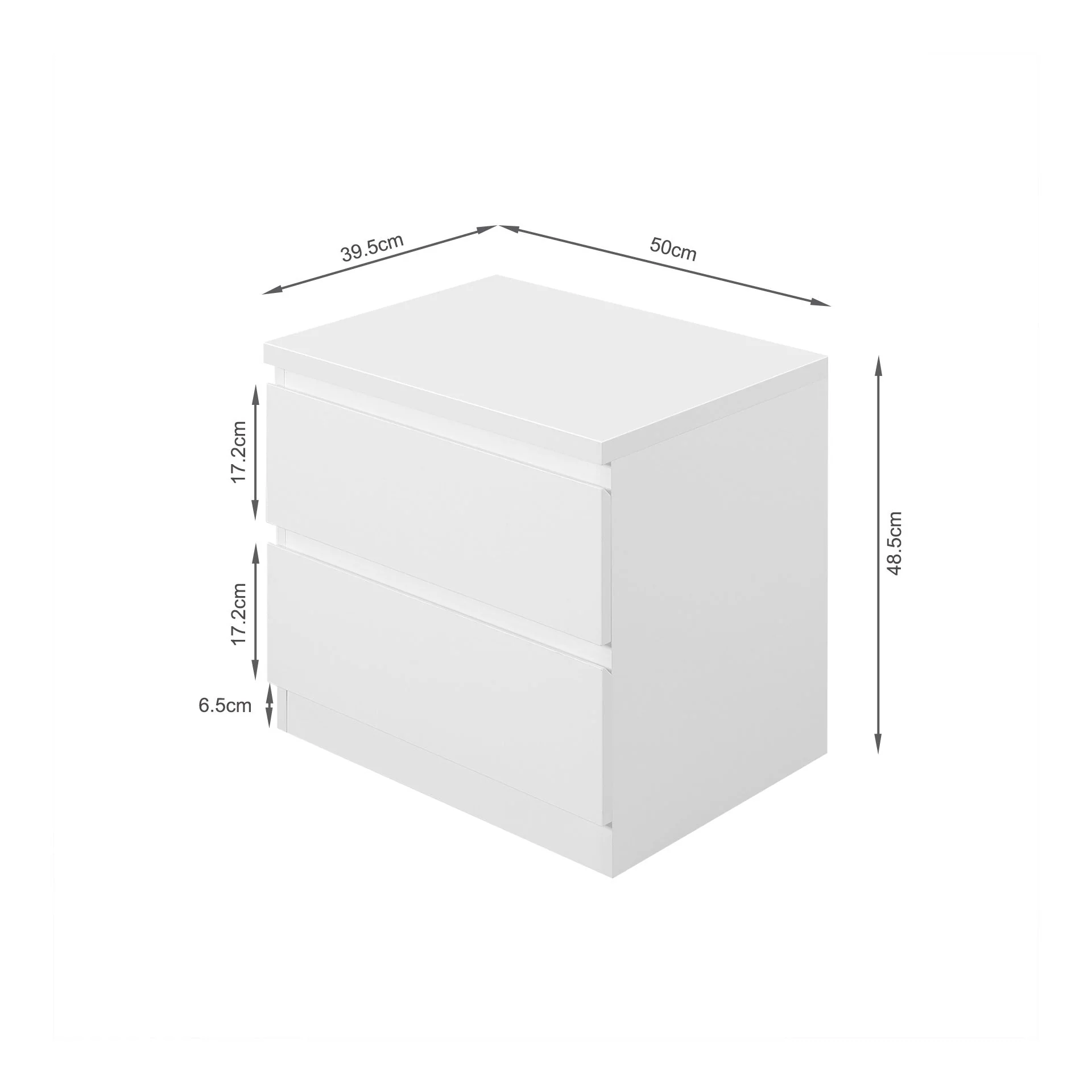 Angeles High Gloss Bedside Table - White - Image 9