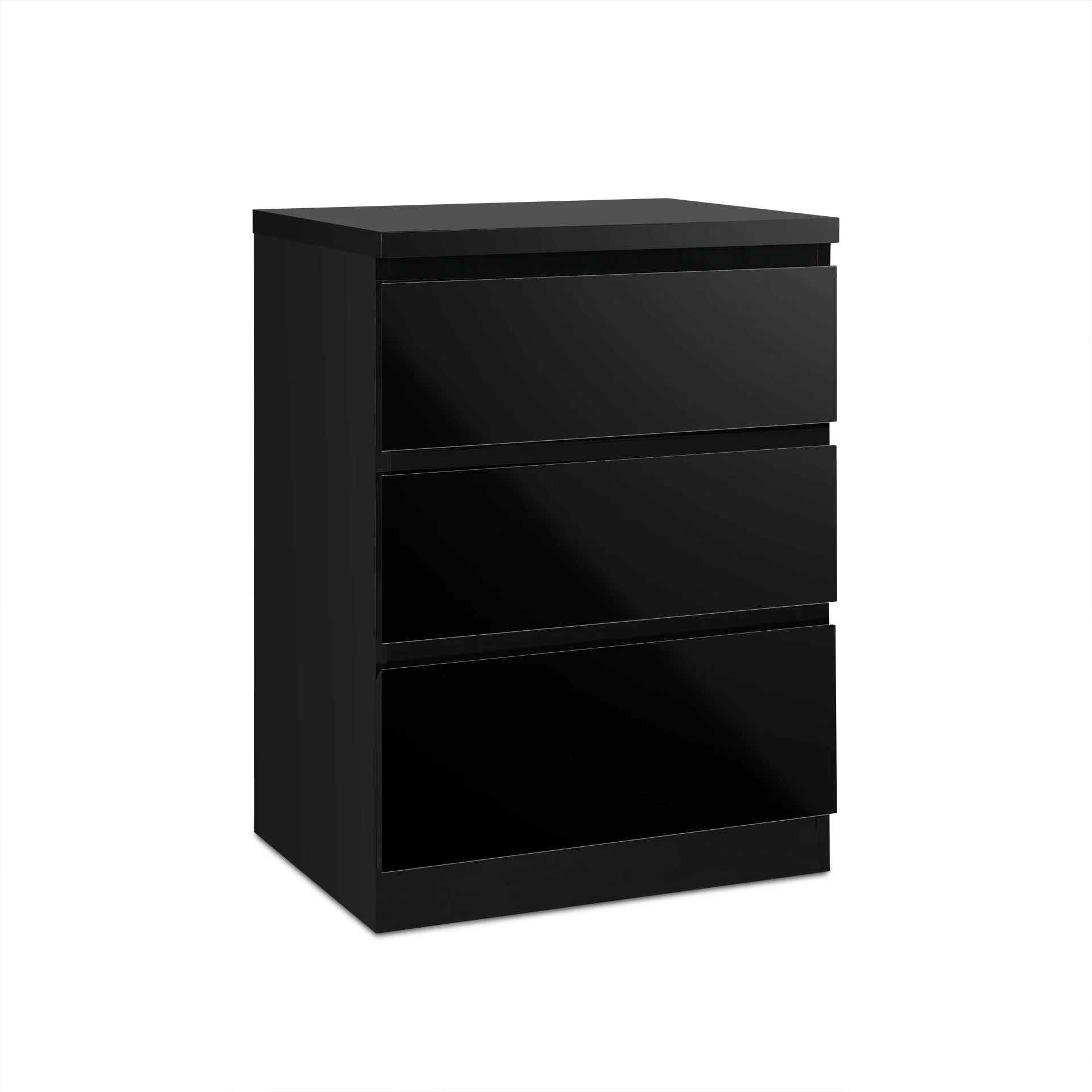 Angeles High Gloss Bedside Table with 3 Drawers - Black - Image 7