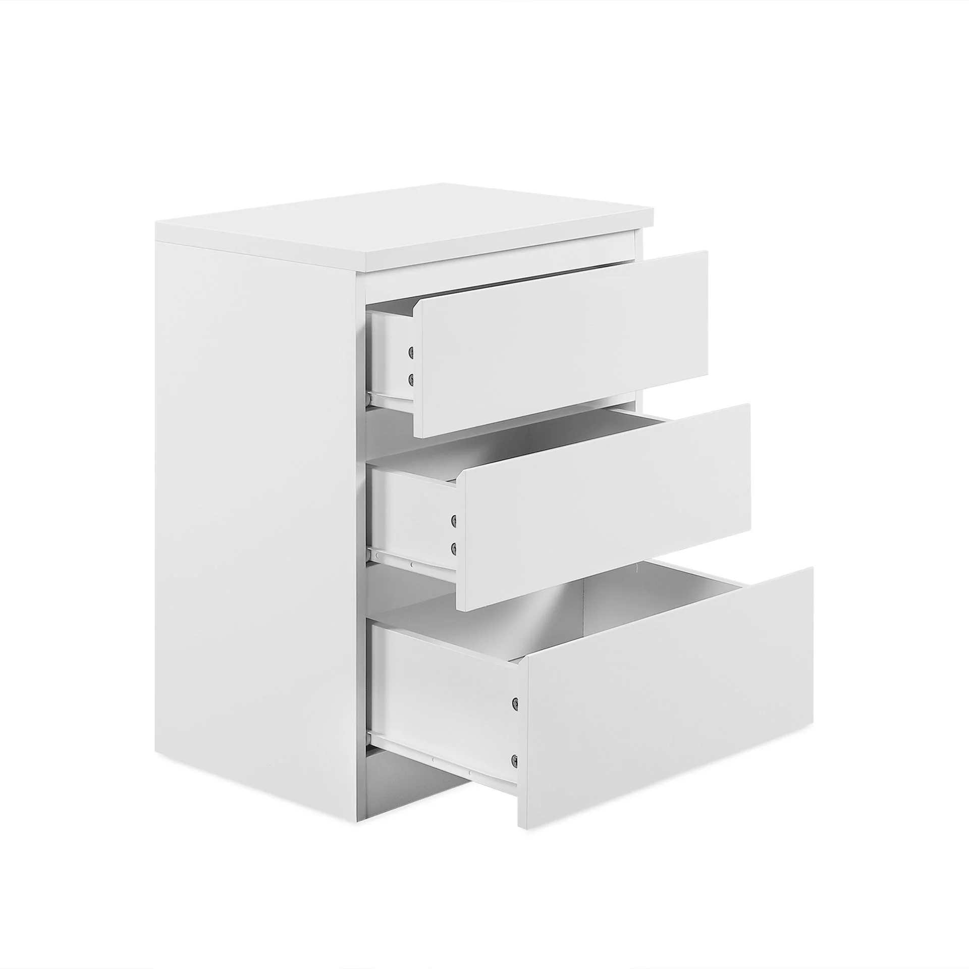 Angeles High Gloss Bedside Table with 3 Drawers - White - Image 9