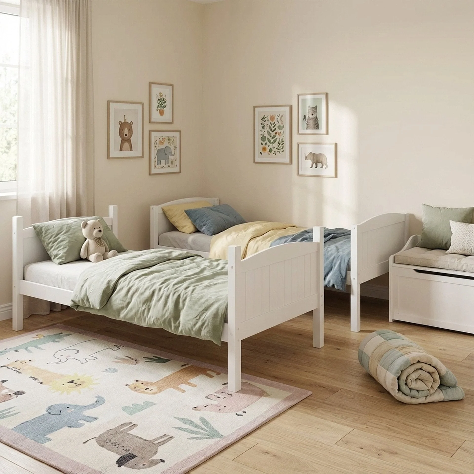 Annan Single Wooden Bunk Bed Frame - White - Image 3