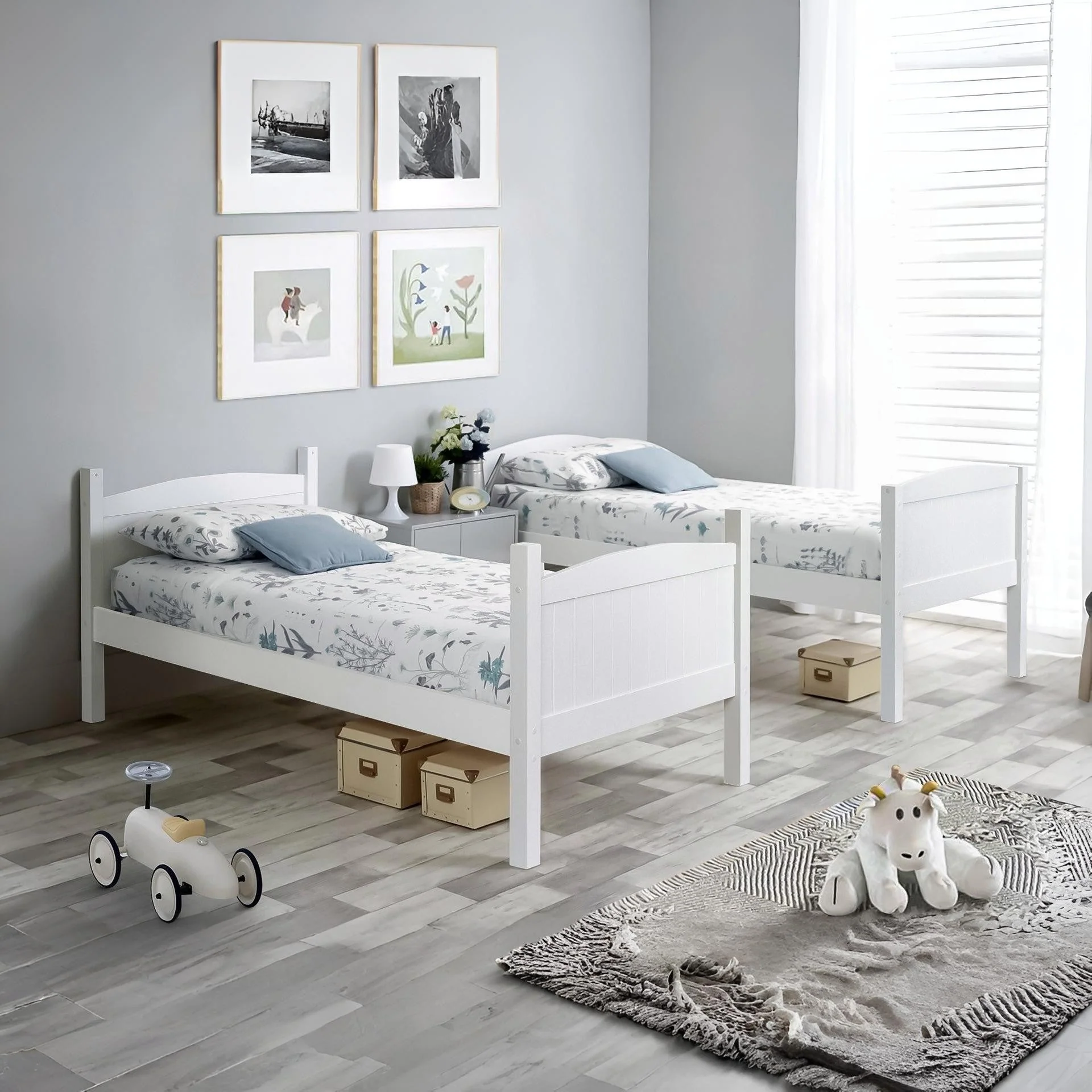 Annan Single Wooden Bunk Bed Frame - White - Image 5