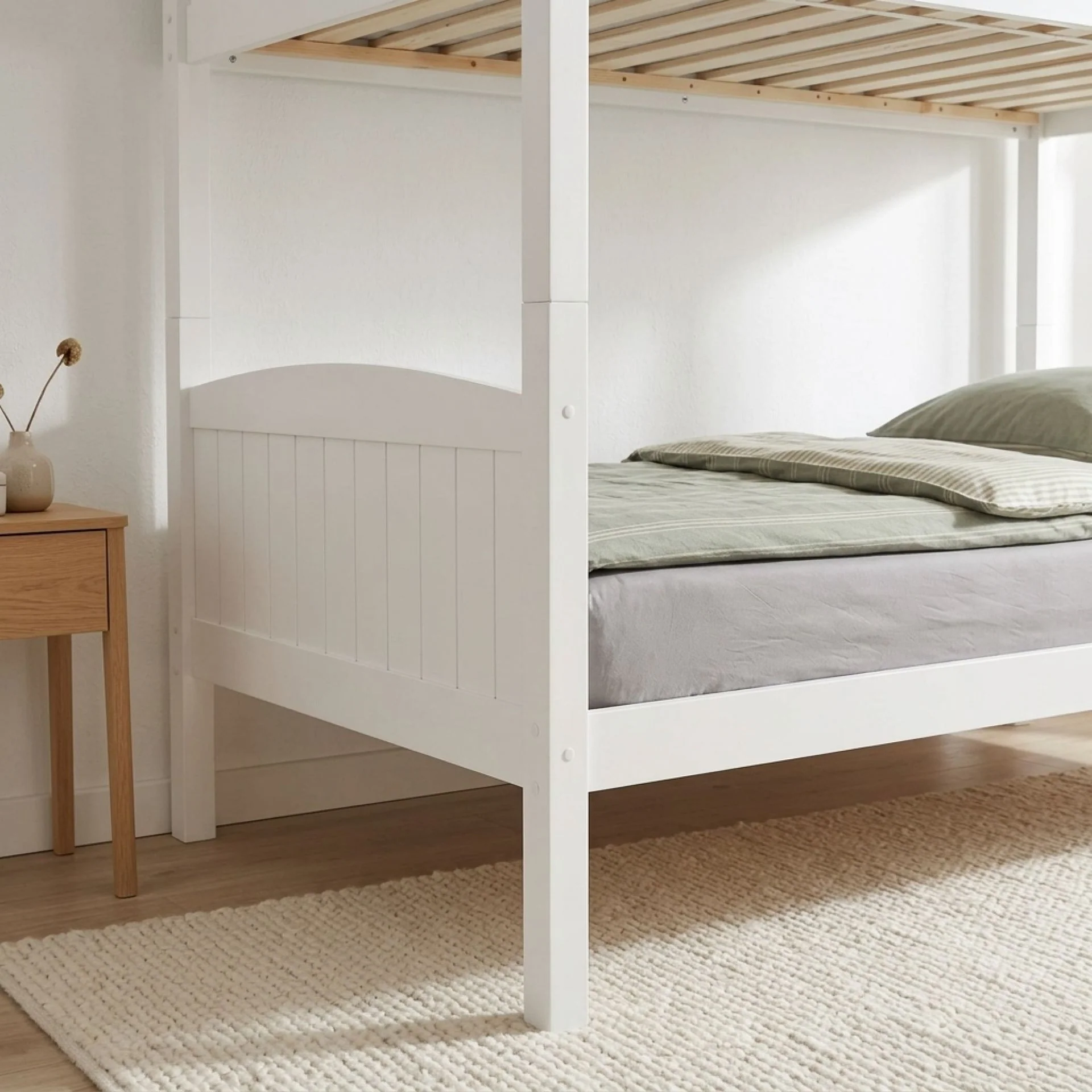 Annan Single Wooden Bunk Bed Frame - White - Image 6