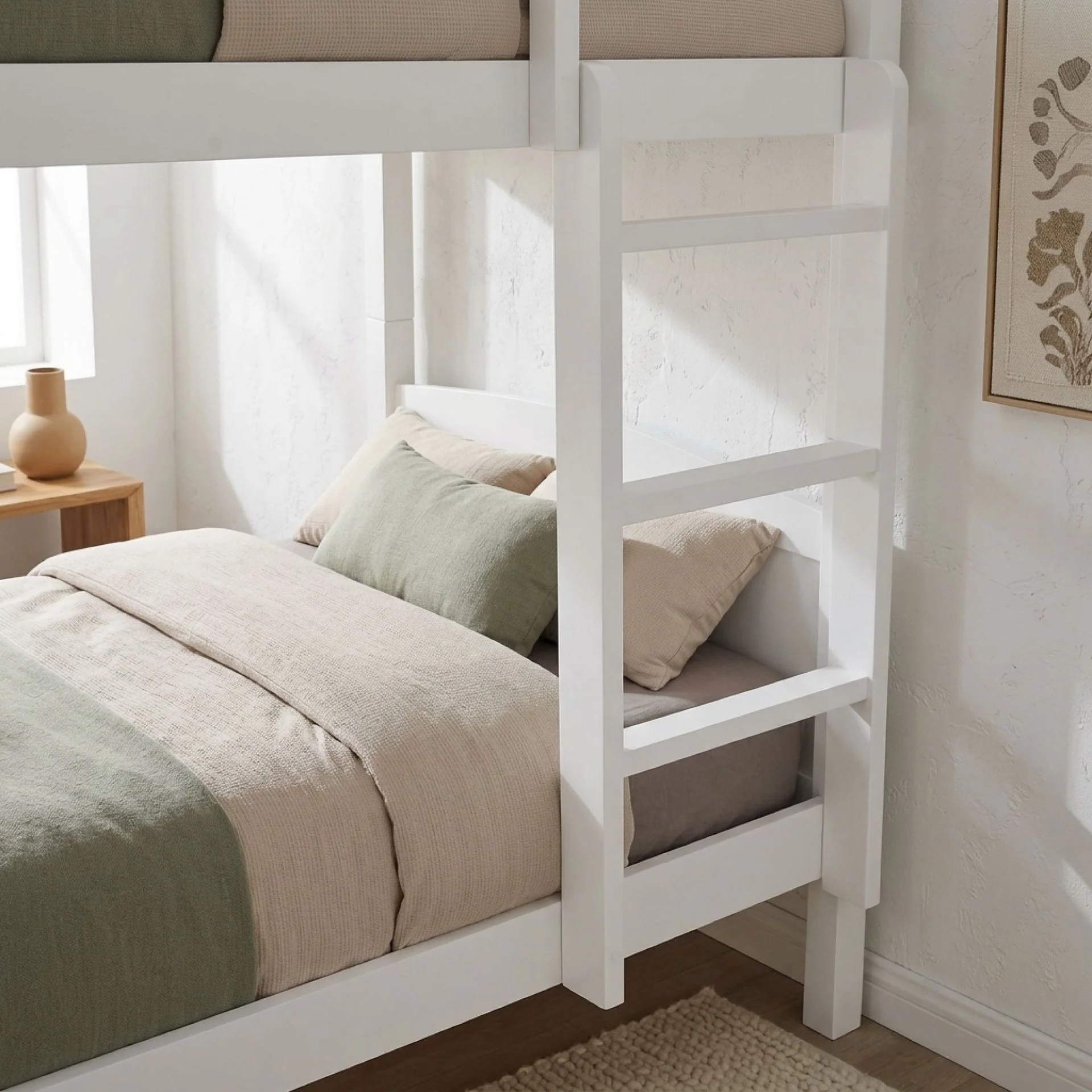 Annan Single Wooden Bunk Bed Frame - White - Image 7