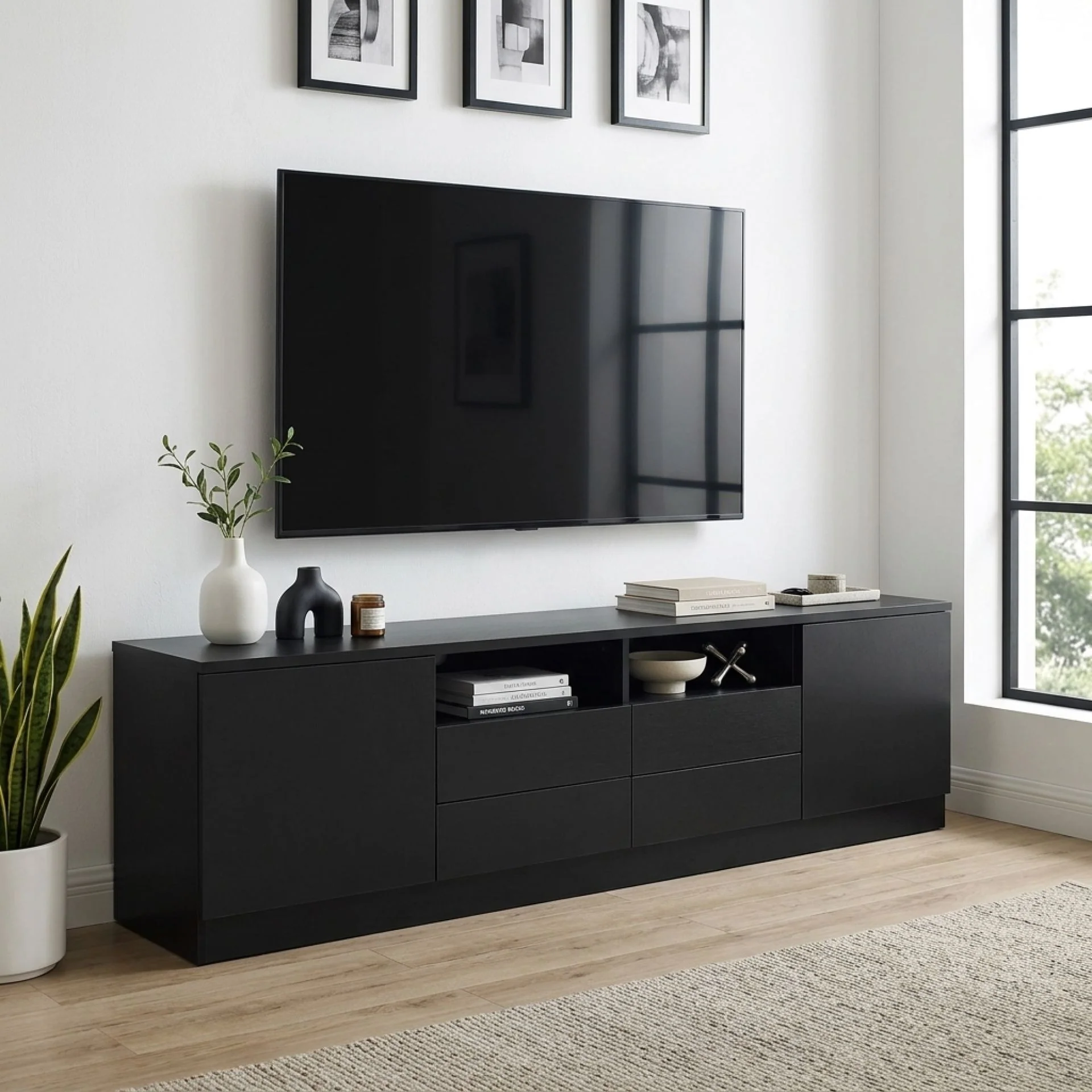 Antler 1.8m Entertainment Unit - Black - Image 6