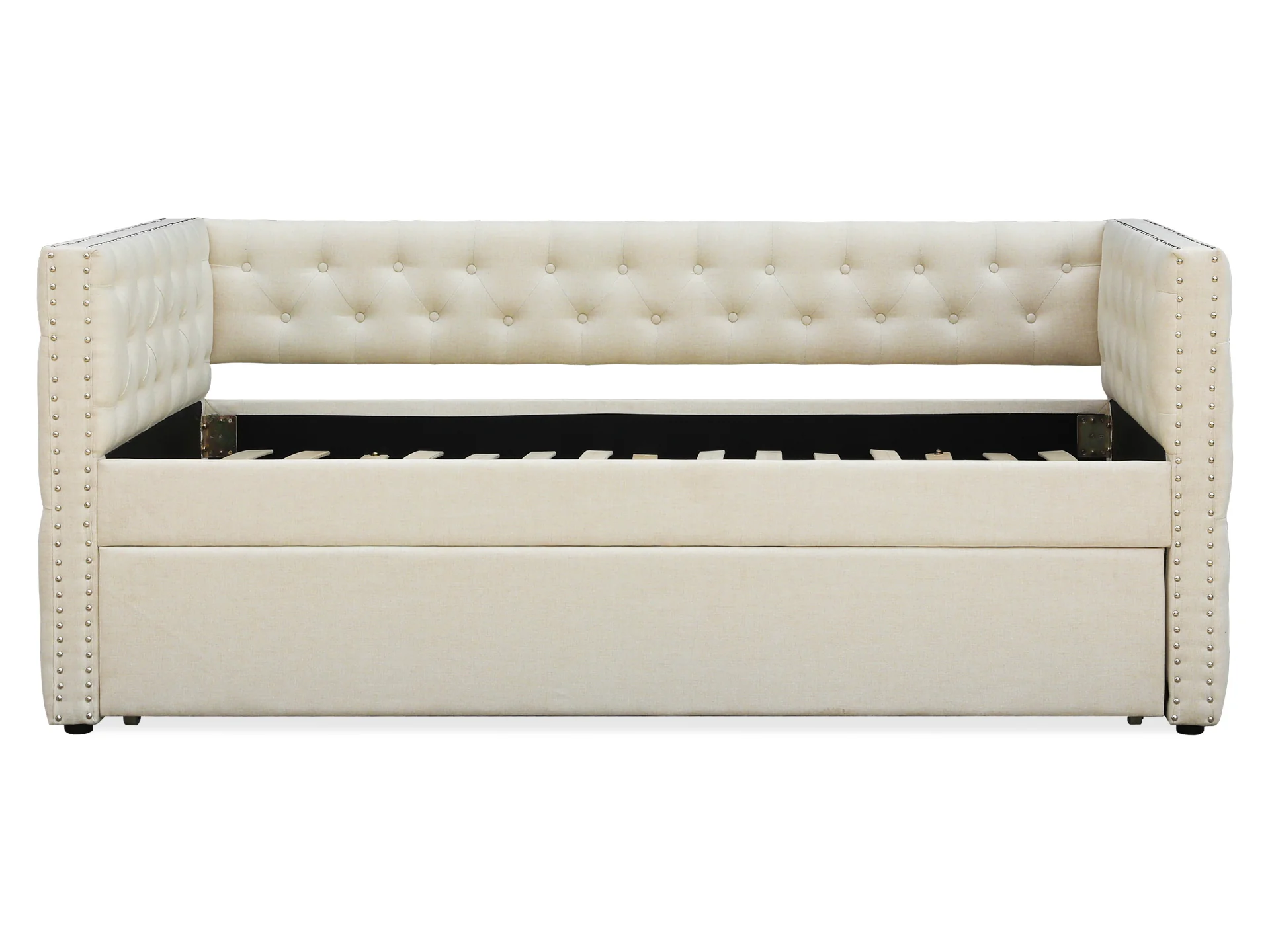 Anzer Single Trundle Bed Frame - Beige - Image 3