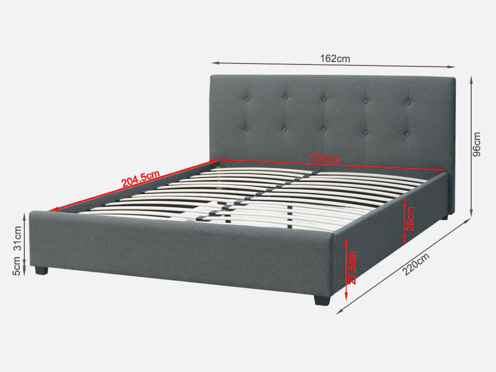 AORAKI Queen Bed Frame - GREY - Image 11
