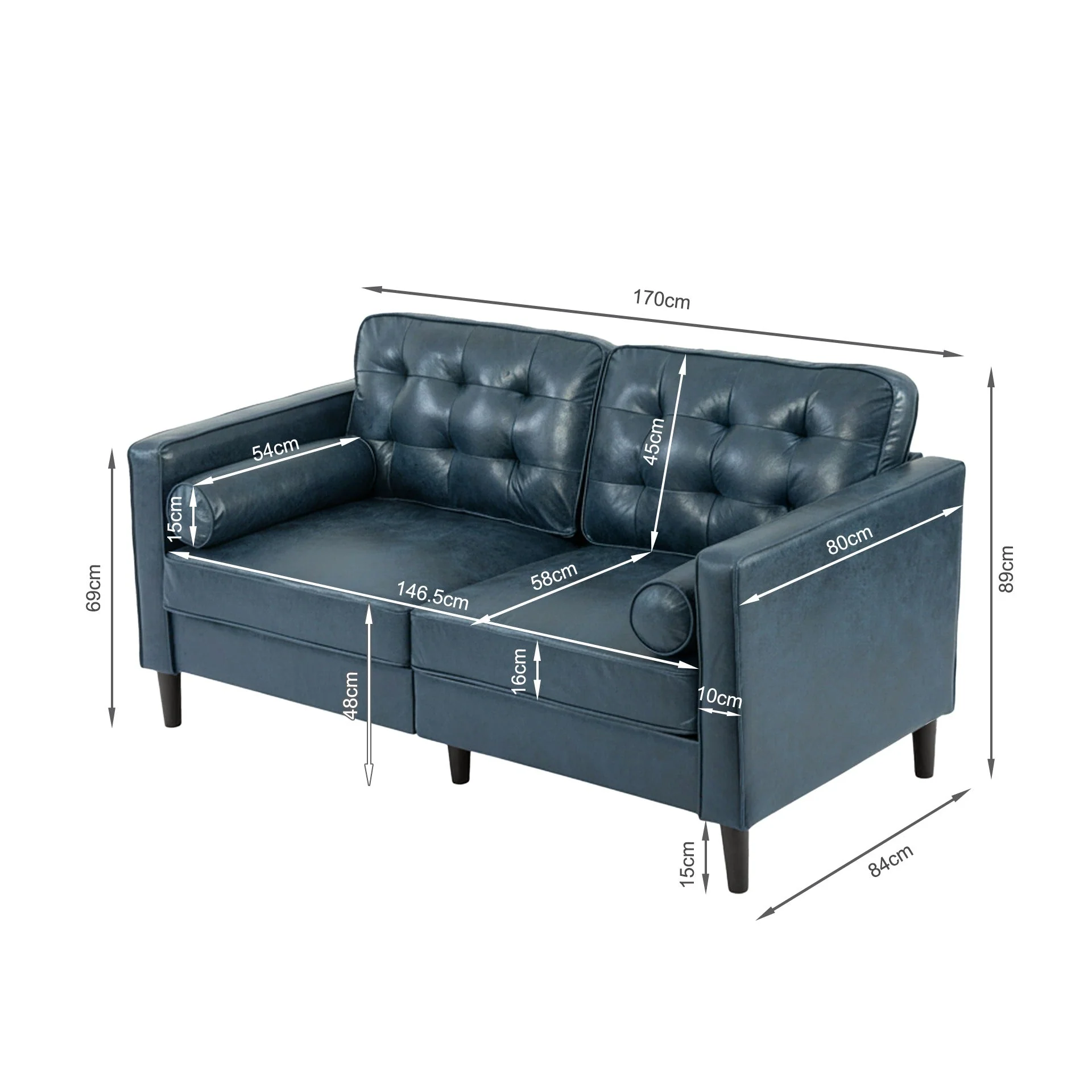 Apex 2 Seater Sofa - Blue - Image 13