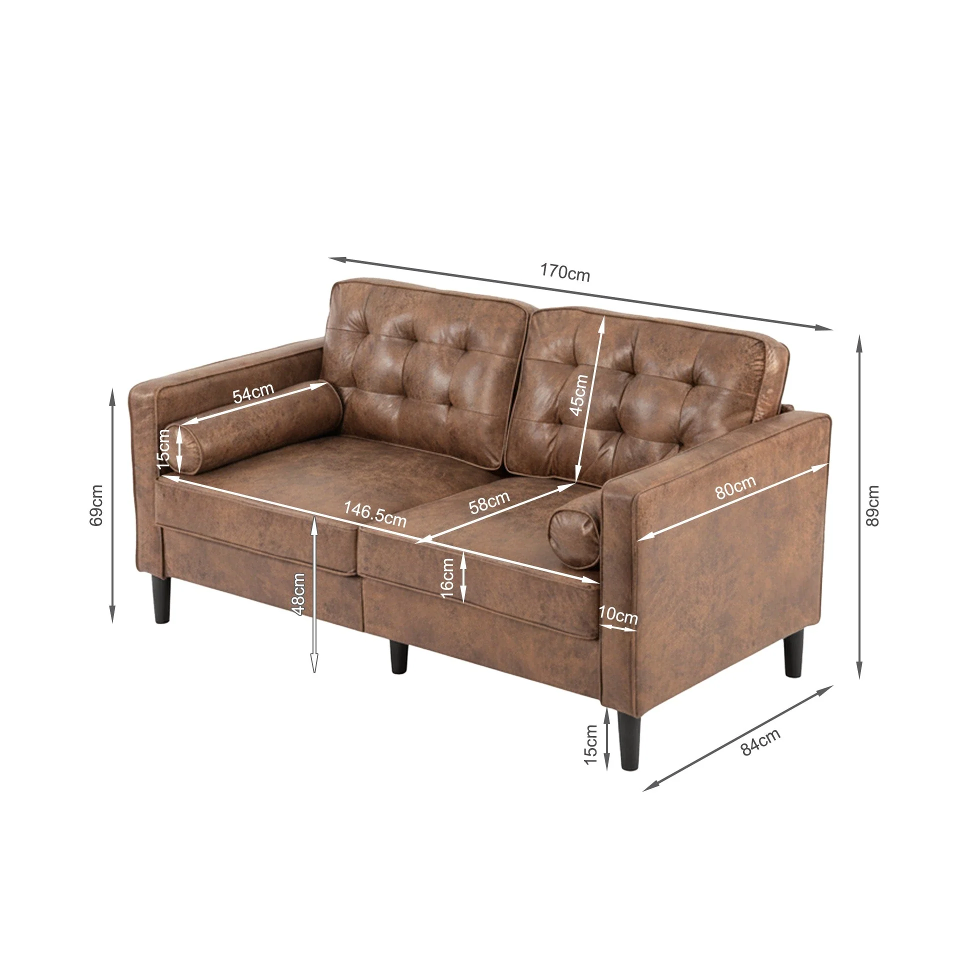 Apex 2 Seater Sofa - Brown - Image 14