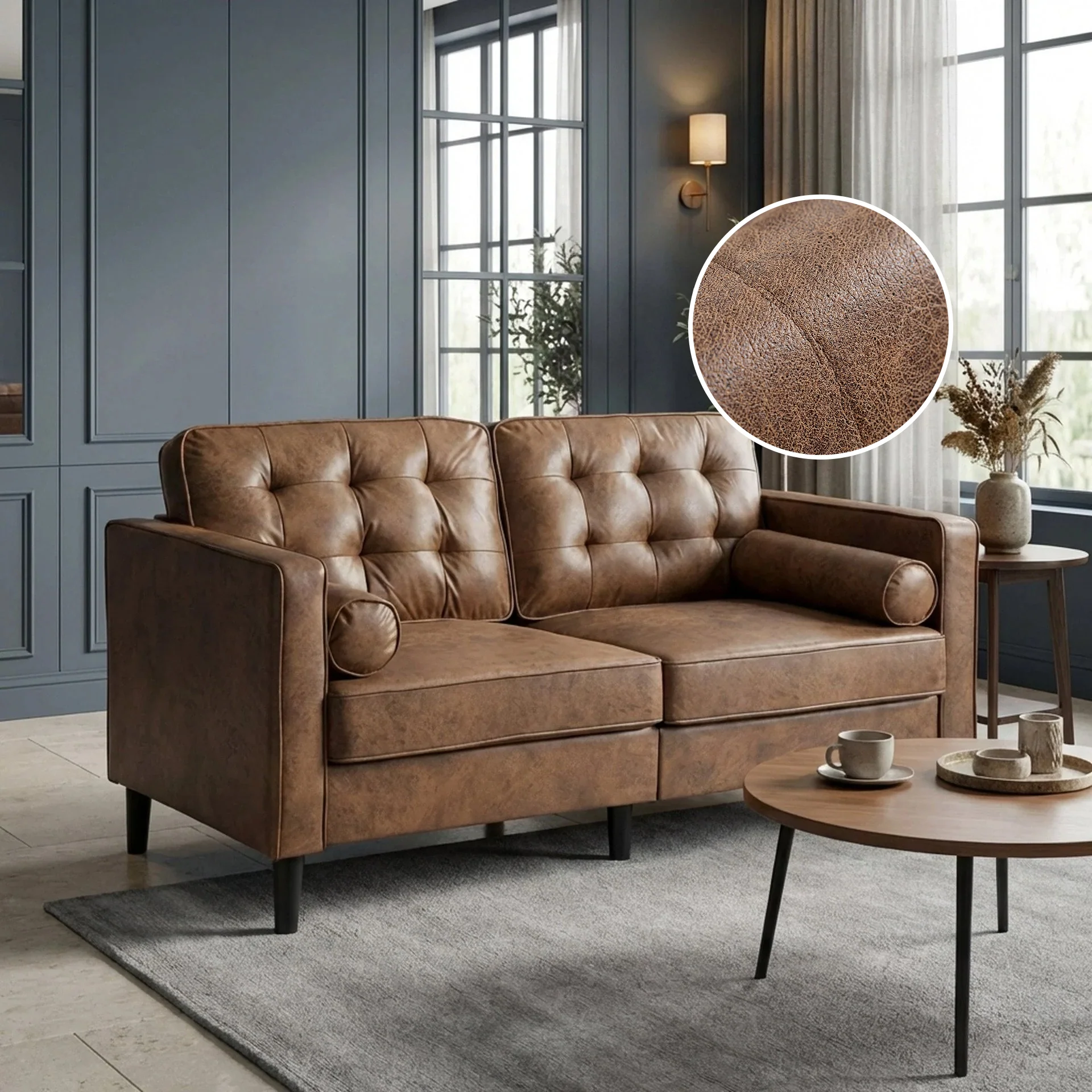 Apex 2 Seater Sofa - Brown - Image 2