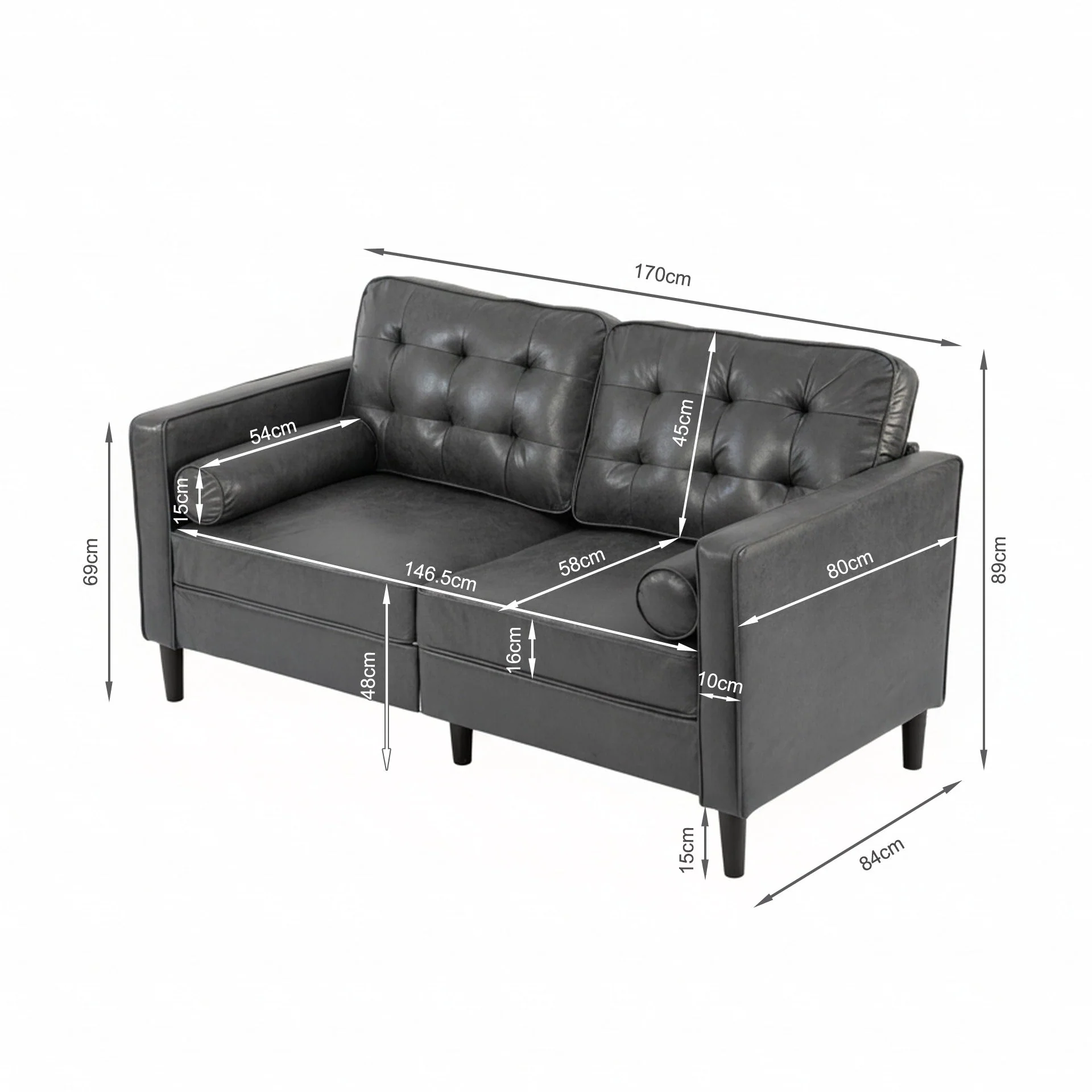 Apex 2 Seater Sofa - Dark Grey - Image 13
