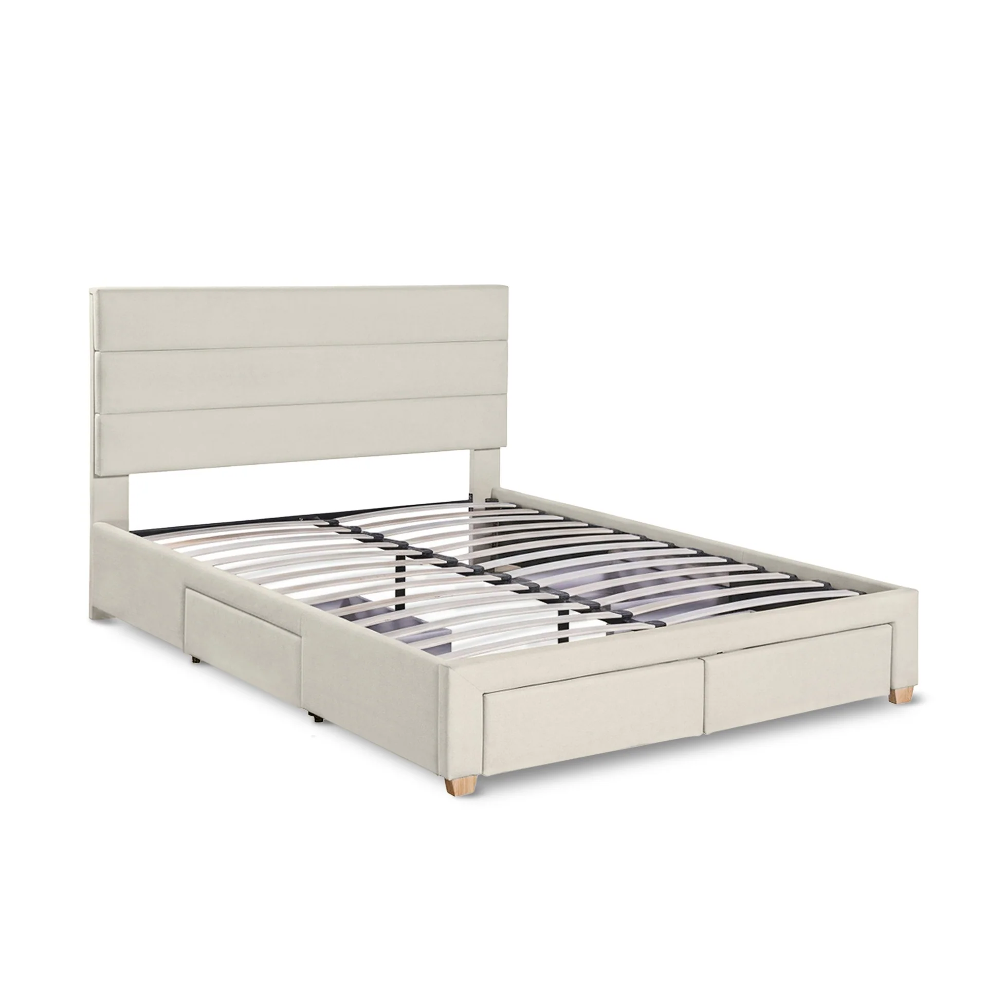 Arbor Queen Bed Frame with 4 Drawers - Beige - Image 5