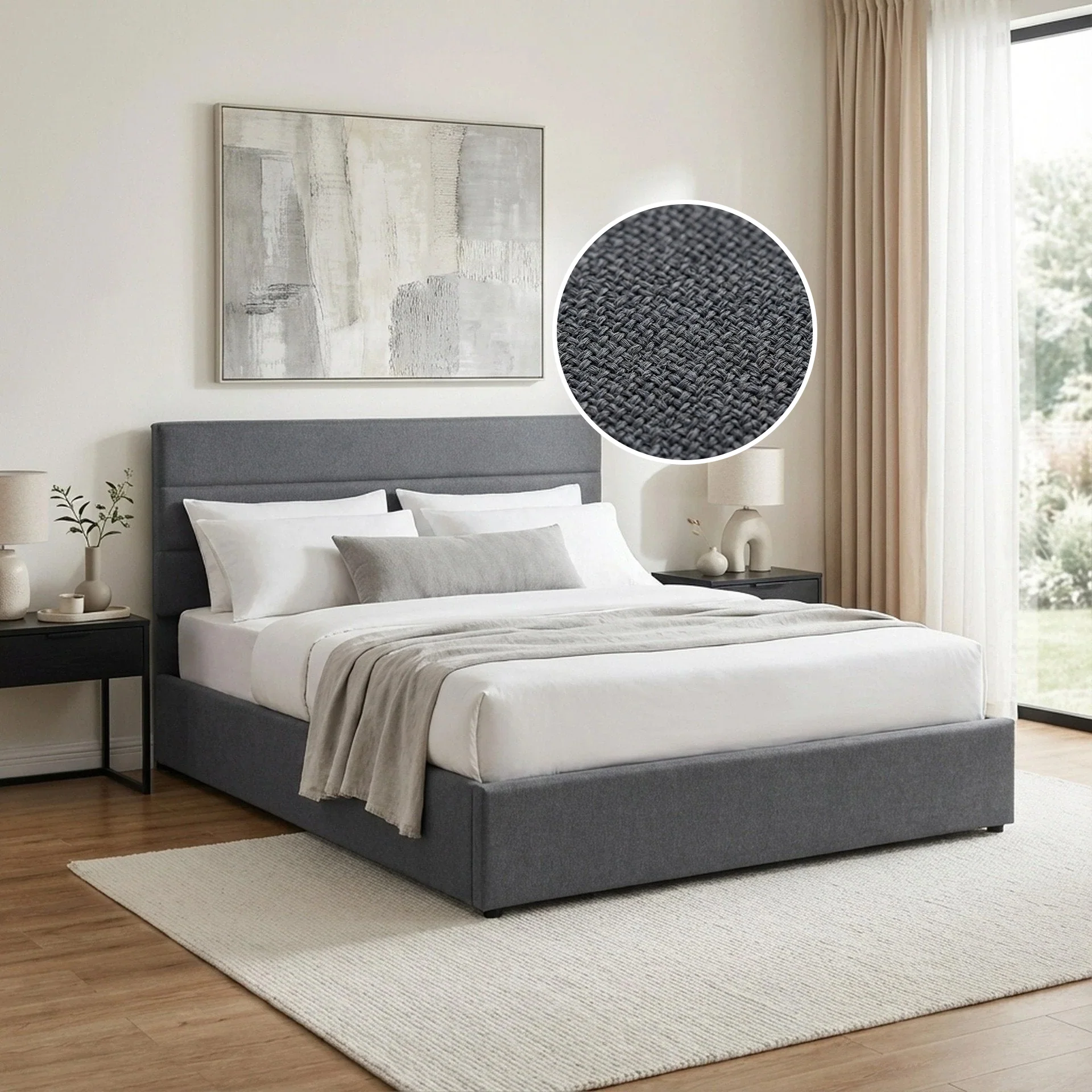 Arbor Queen Gas Lift Bed Frame - Dark Grey - Image 2