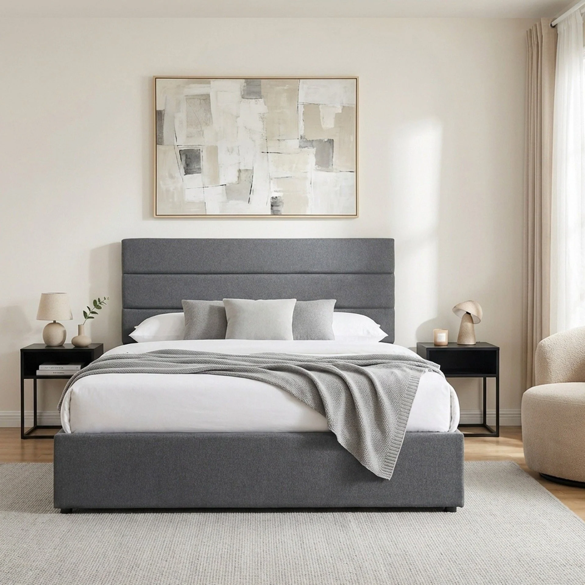 Arbor Queen Gas Lift Bed Frame - Dark Grey - Image 3