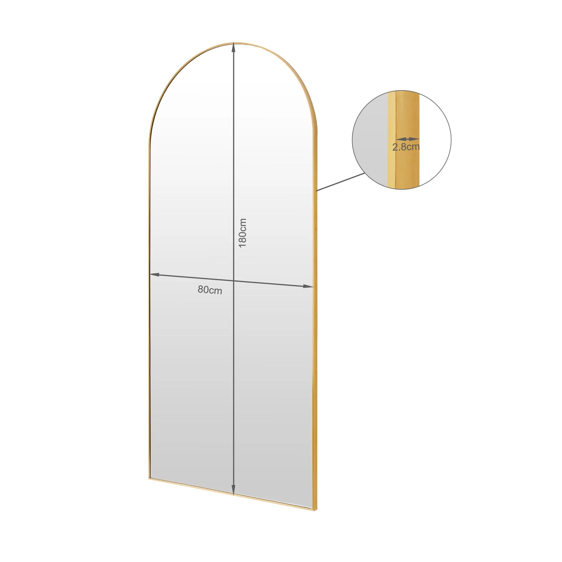 Archie Metal Arched Full Length Mirror - Gold - Image 14