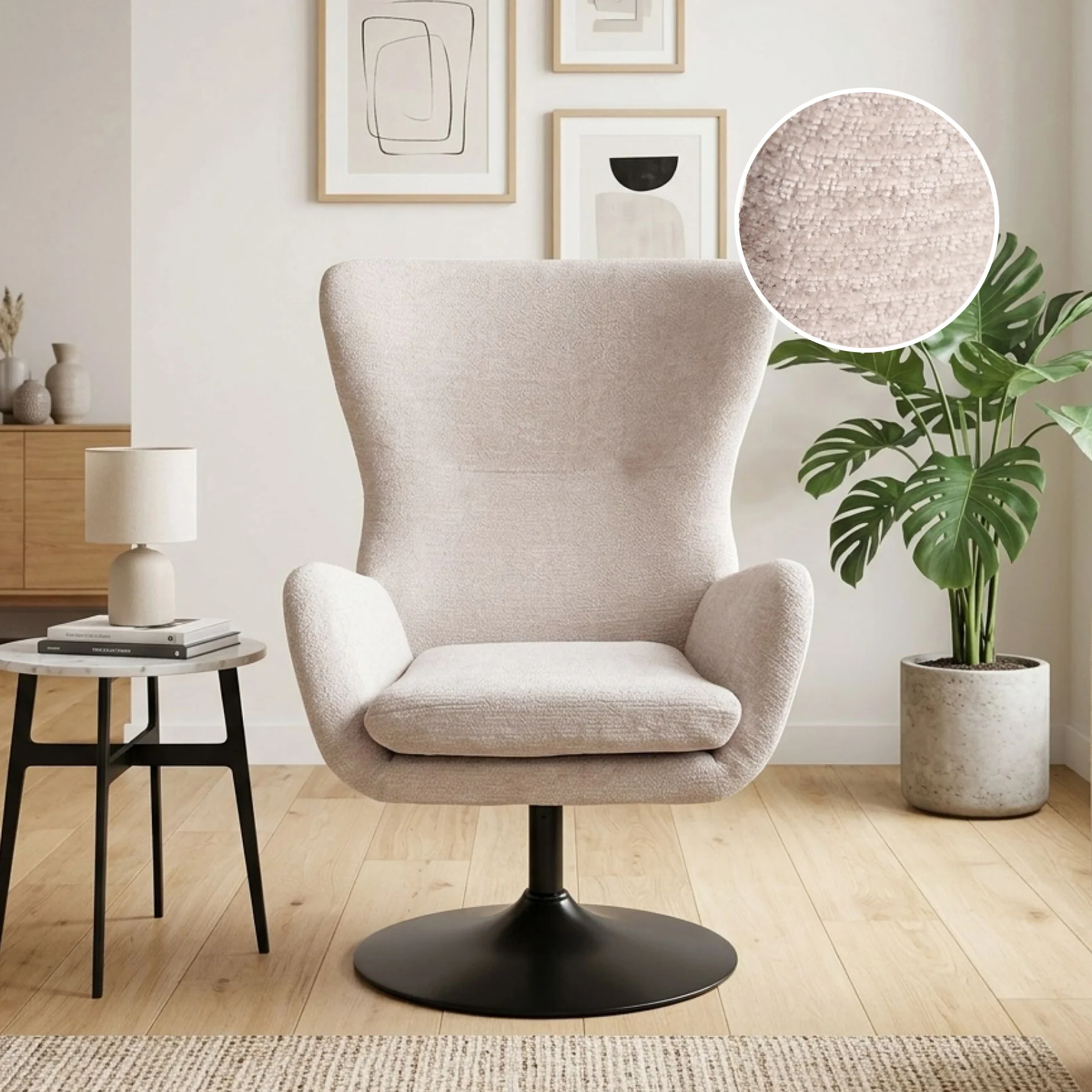 Arcus Velvet Armchair - Light Khaki - Image 2