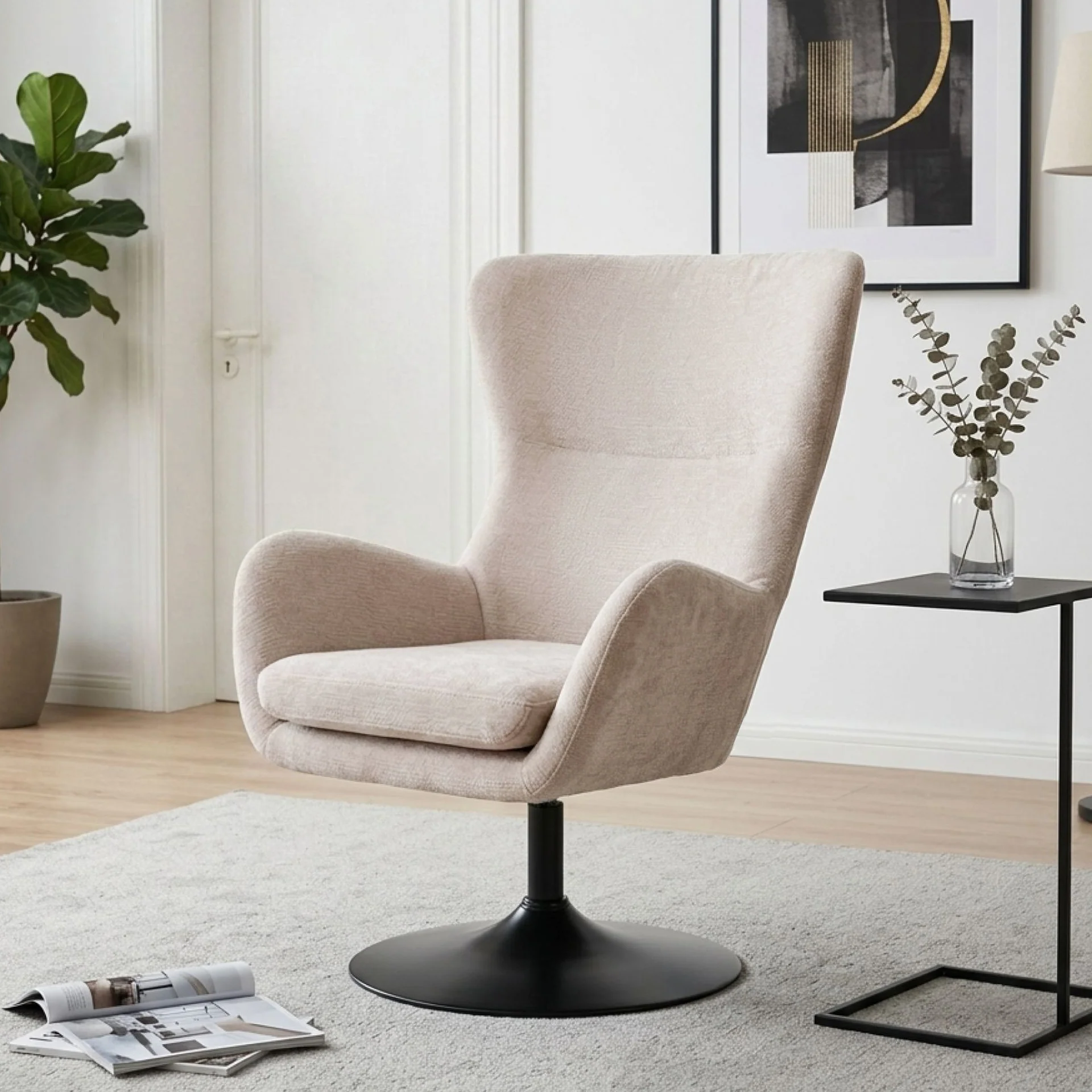 Arcus Velvet Armchair - Light Khaki - Image 4