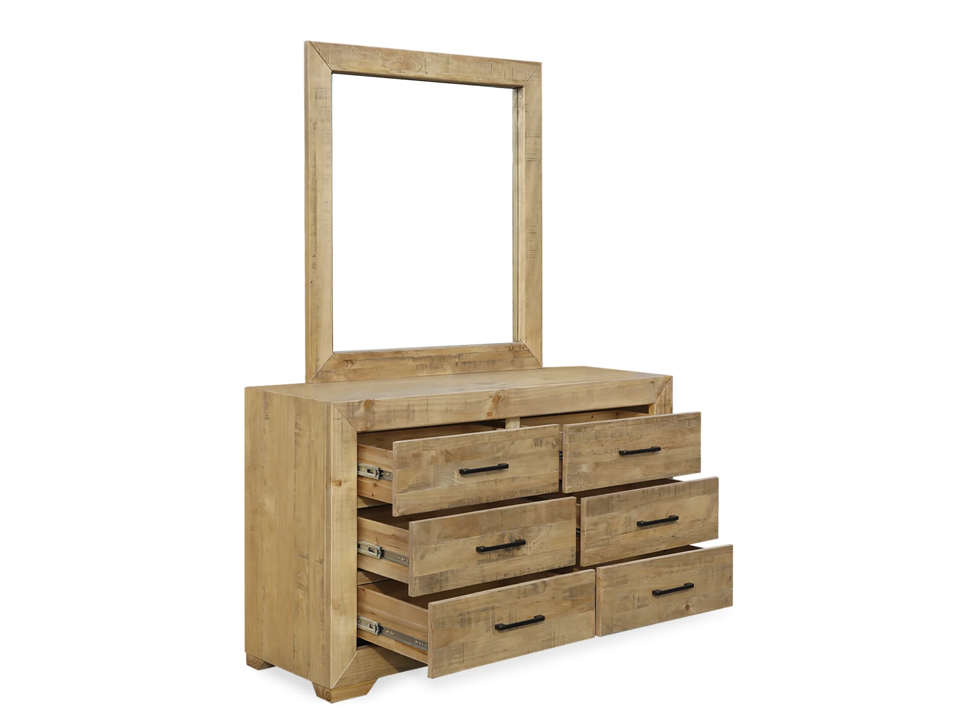 Argento Solid Wood 6 Drawer Dresser with Mirror - Delhi - Image 3