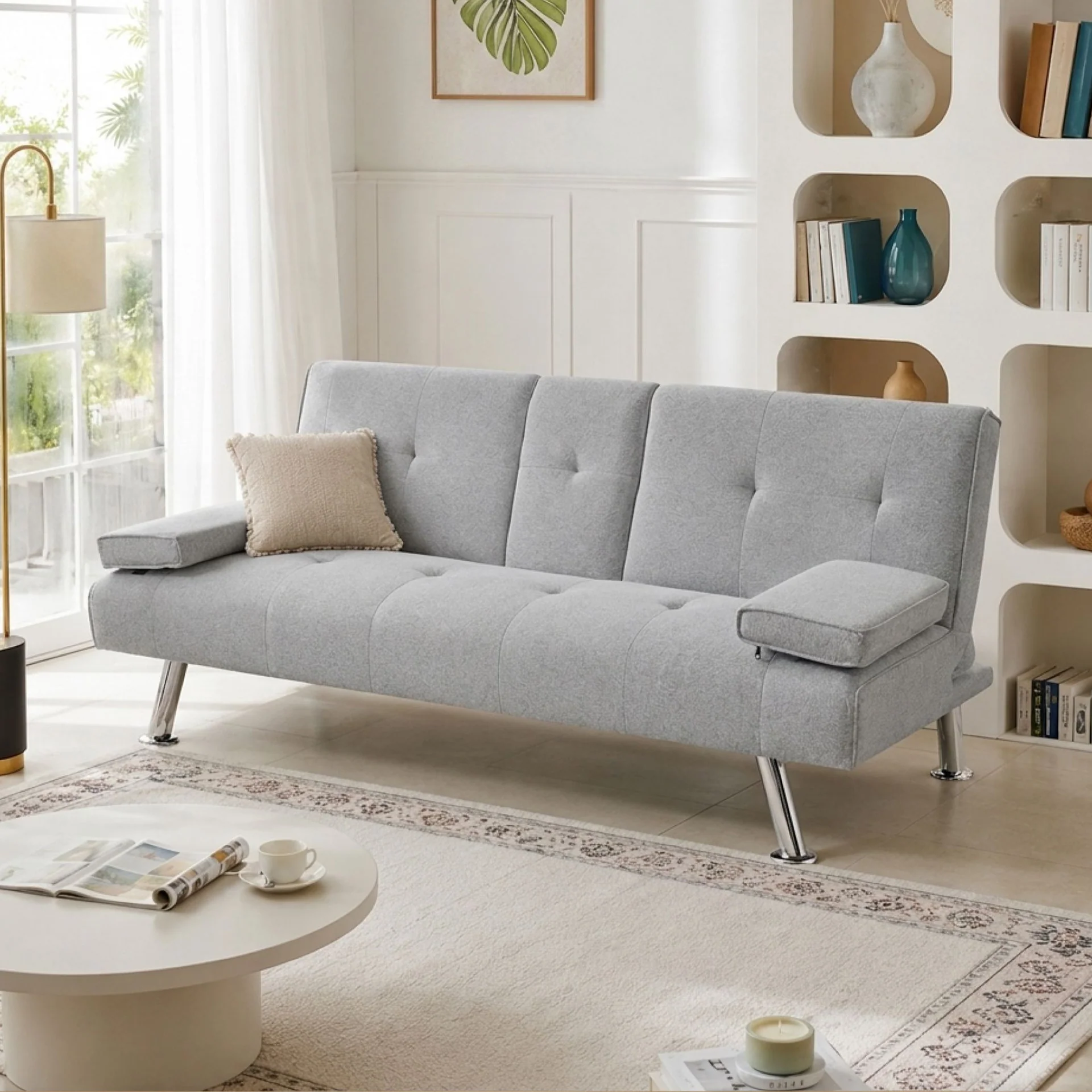 Arleth 3 Seater Sofa Bed - Light Grey