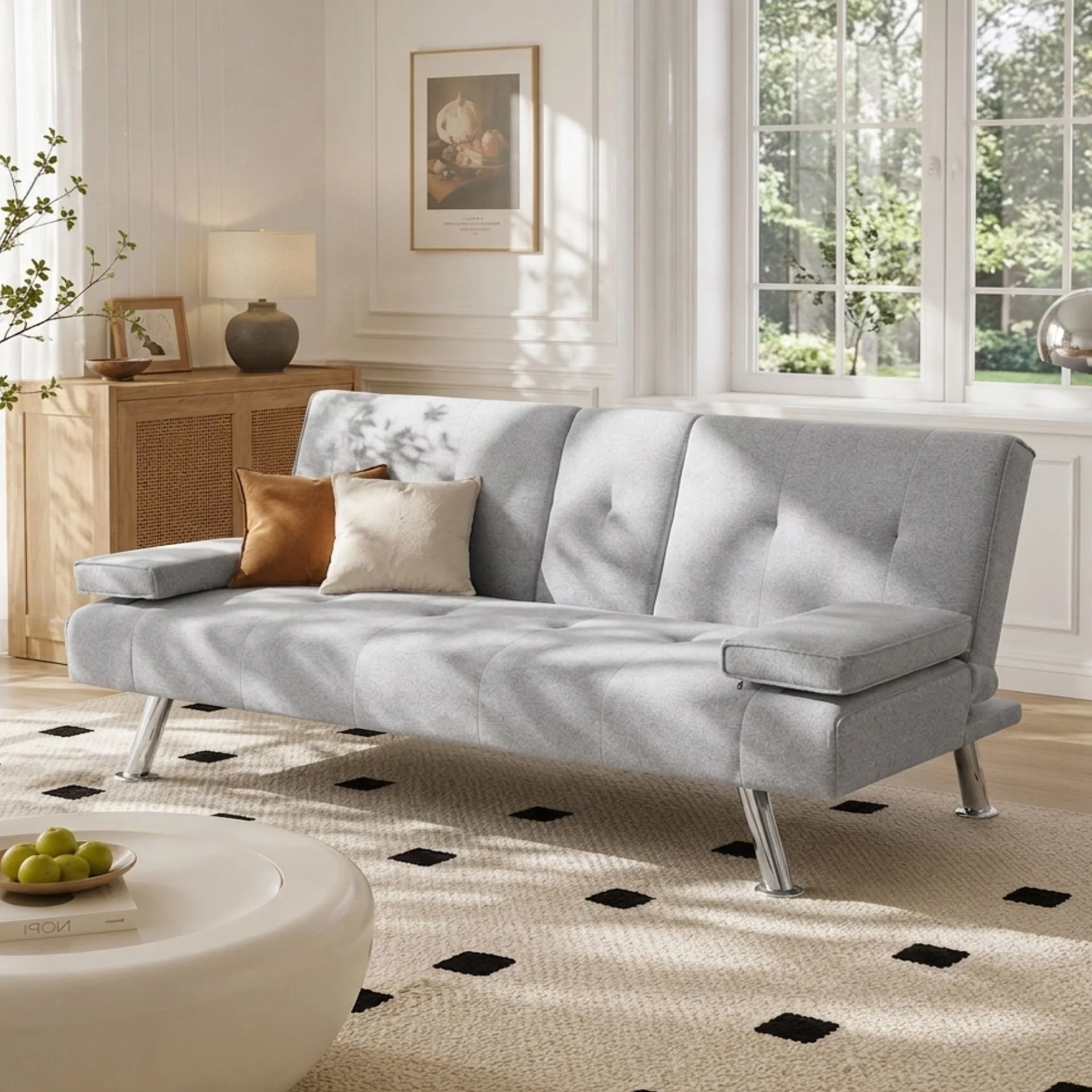 Arleth 3 Seater Sofa Bed - Light Grey - Image 3