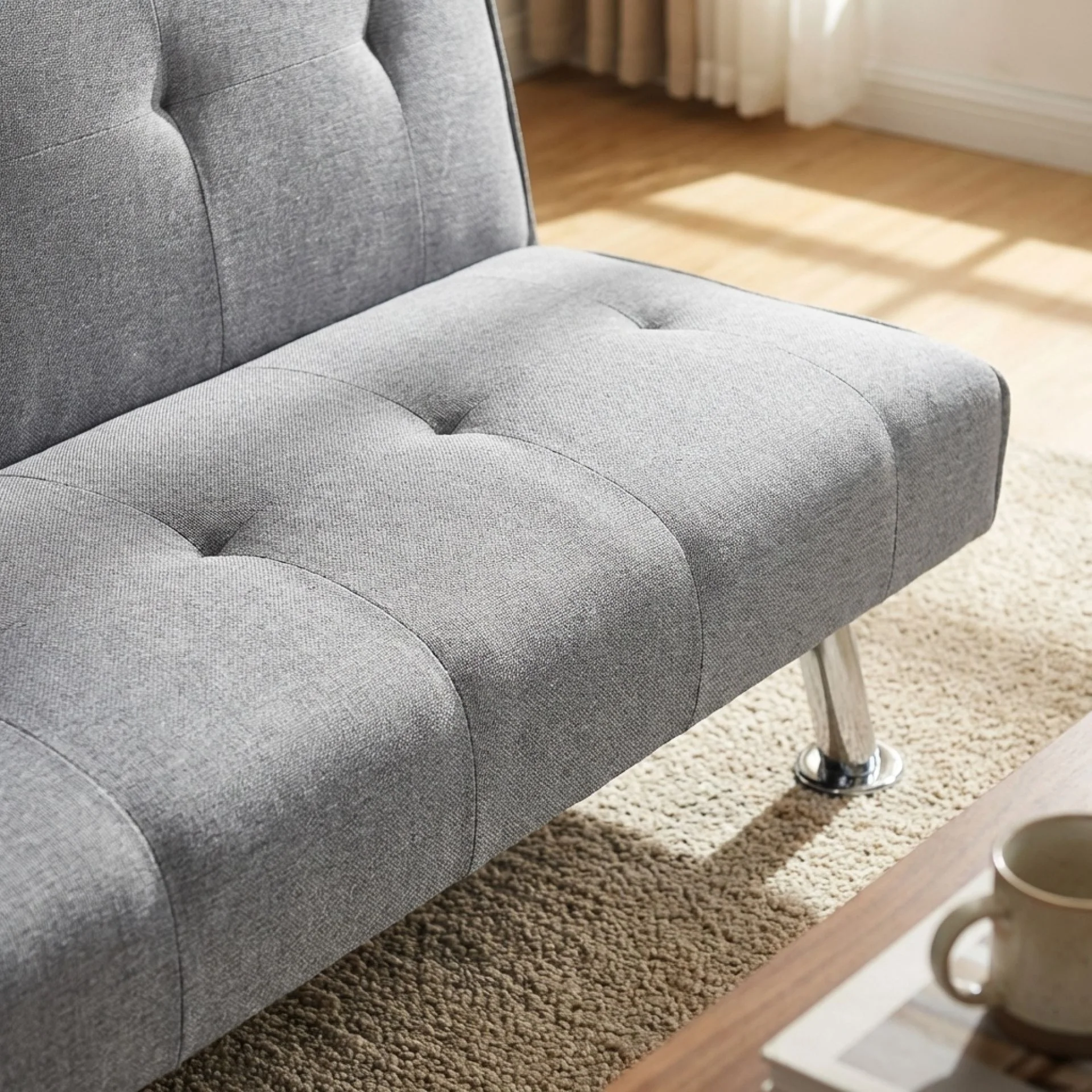 Arleth 3 Seater Sofa Bed - Light Grey - Image 7