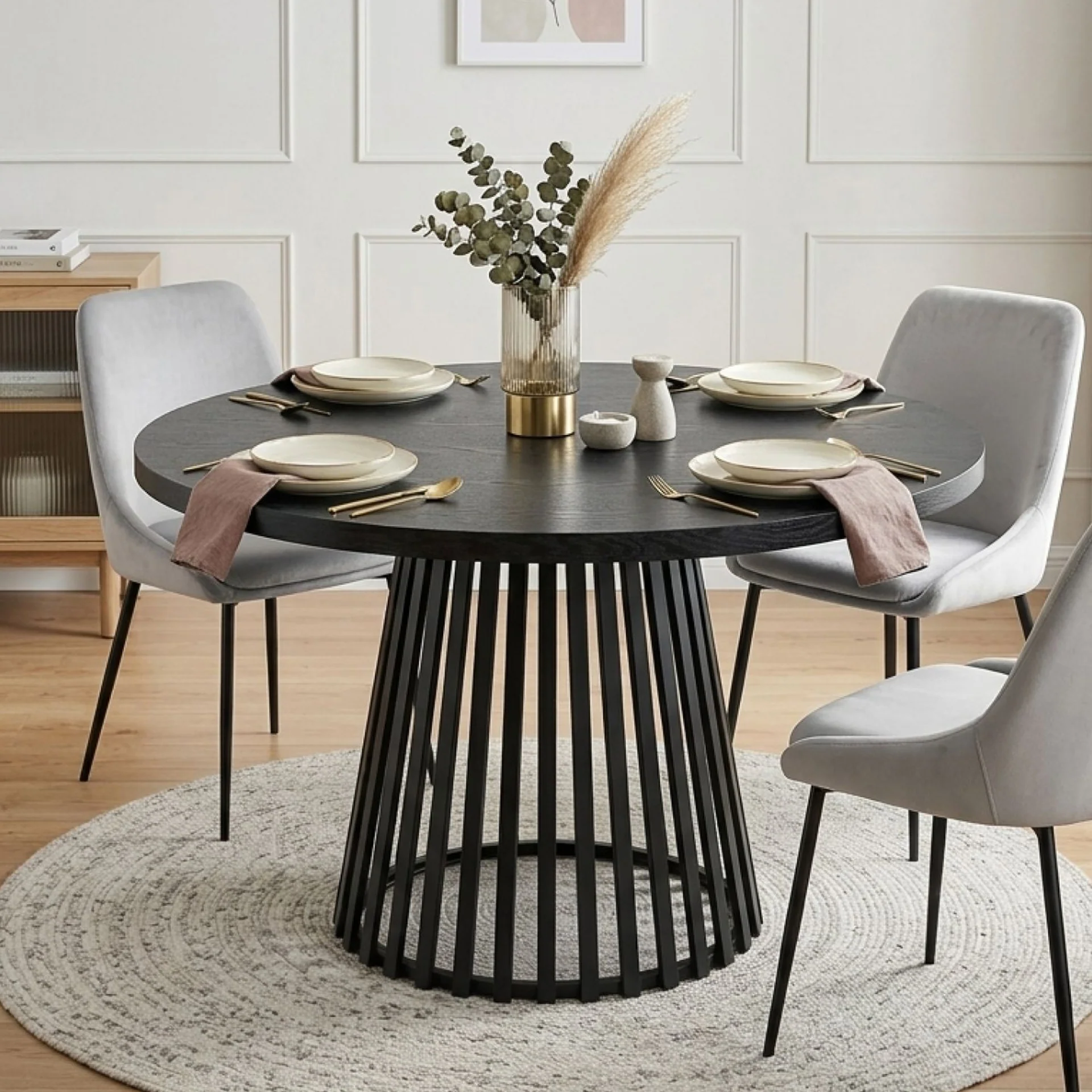Arluna Round Dining Table 120x75cm - Black - Image 3
