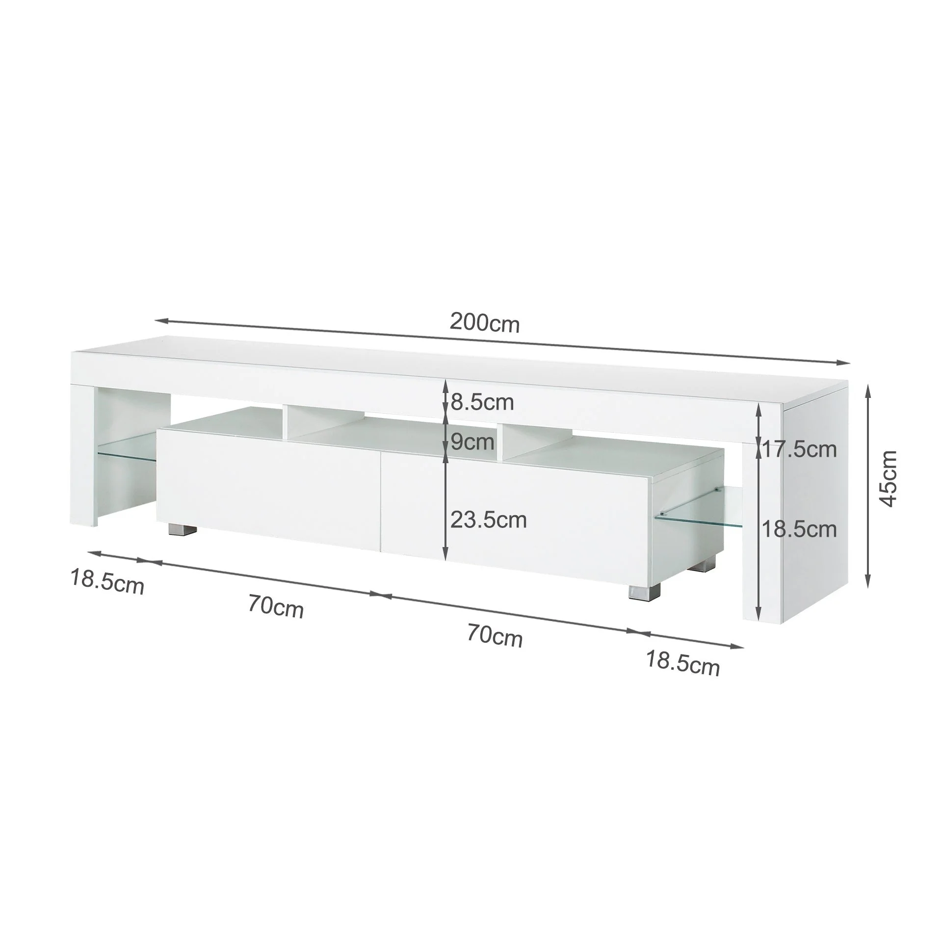 Arvada 2m LED Entertainment Unit - White - Image 15