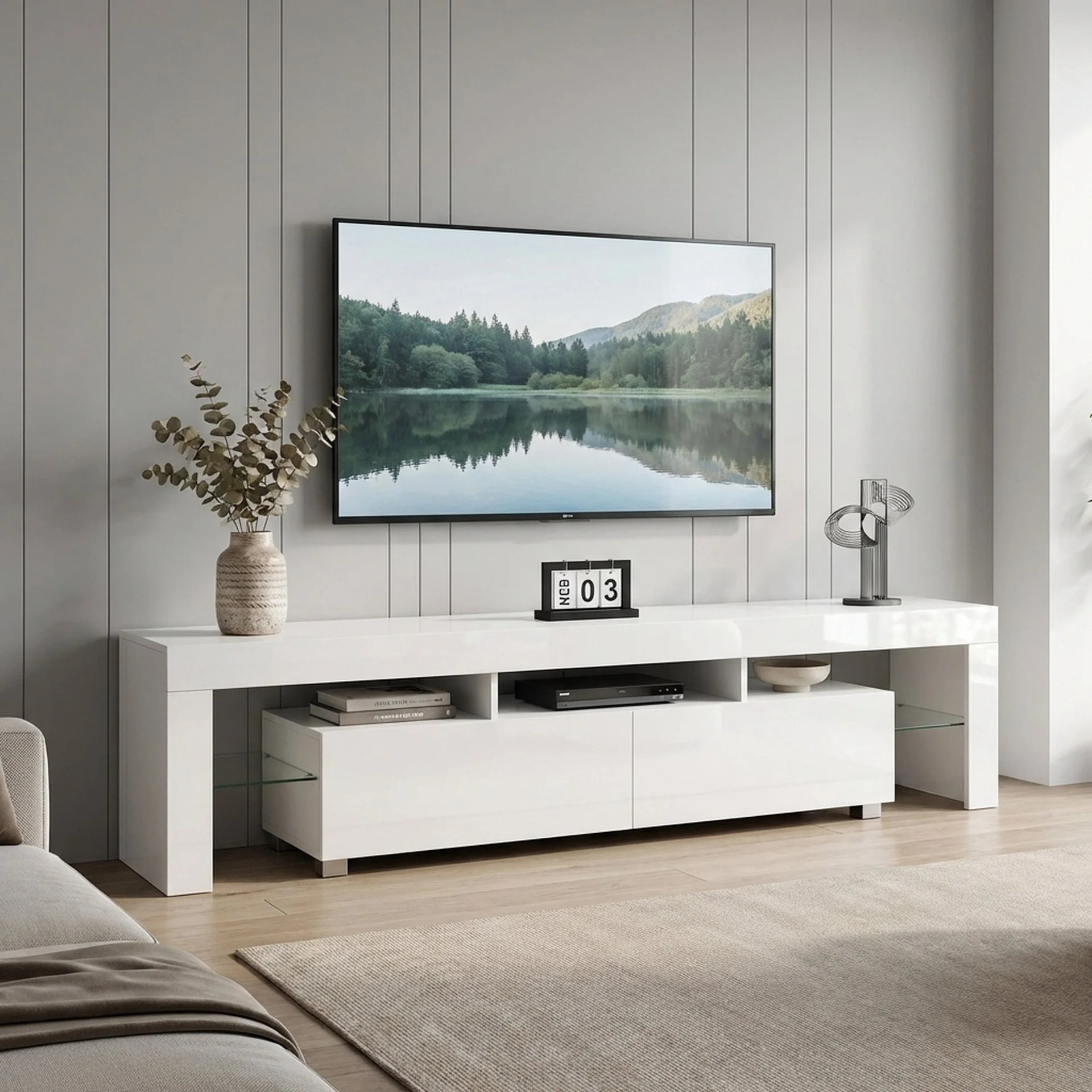 Arvada 2m LED Entertainment Unit - White - Image 3