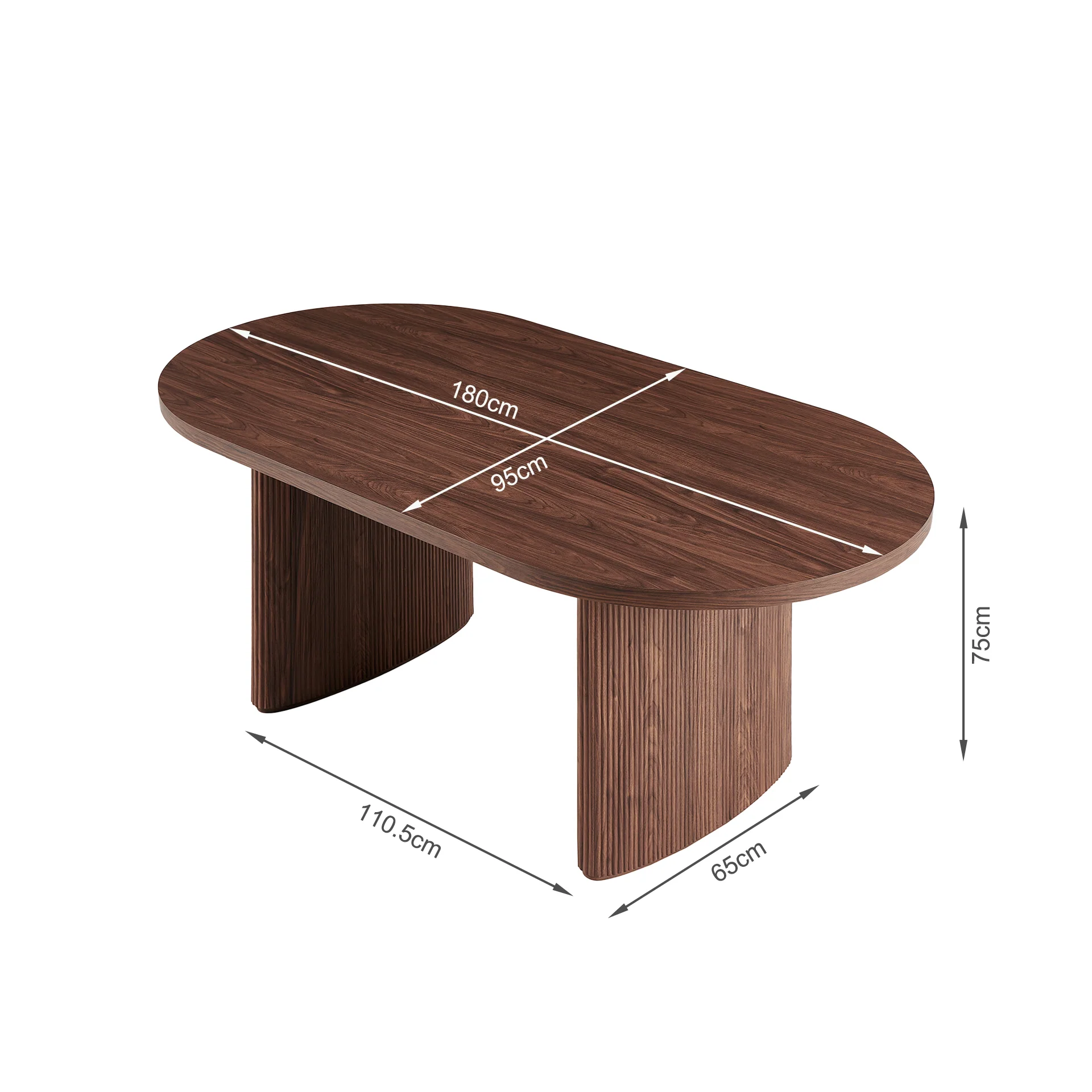 Arvola Rectangle Dining Table 180x95cm - Walnut - Image 12